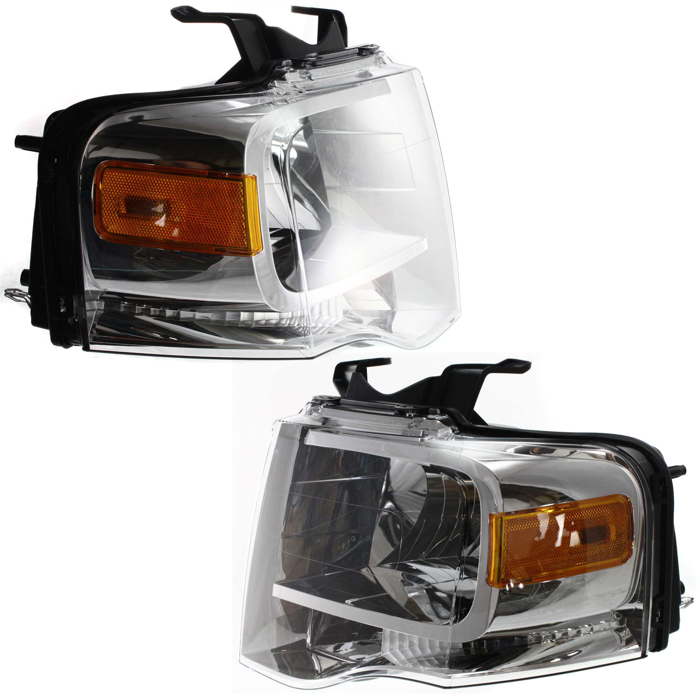 AM EXPEDITION 07-14 HEAD LAMP RH AND LH Assembly Halogen w o Black Out Chrome SKU SET RBF100103 OEM 7L1Z13008BB PFM 7L1Z13008AB PF