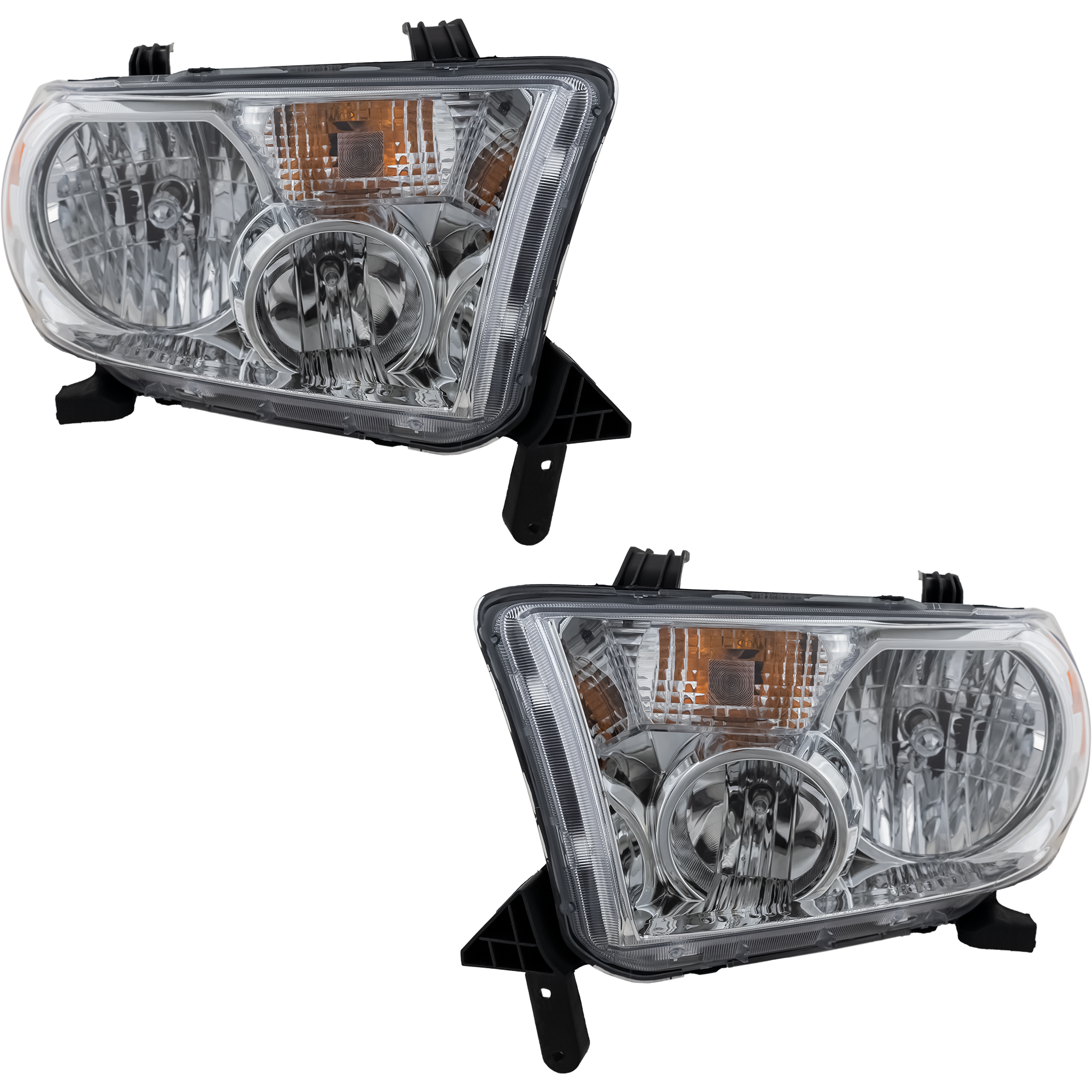 AM SEQUOIA 08-17 TUNDRA 07-13 HEAD LAMP RH AND LH Assembly Halogen Chrome Bezel Tundra 09-13 w o Level Adjuster SKU SET RBT100105 Partslink TO2502171 TO2503171 OEM 811500C051-811100C051
