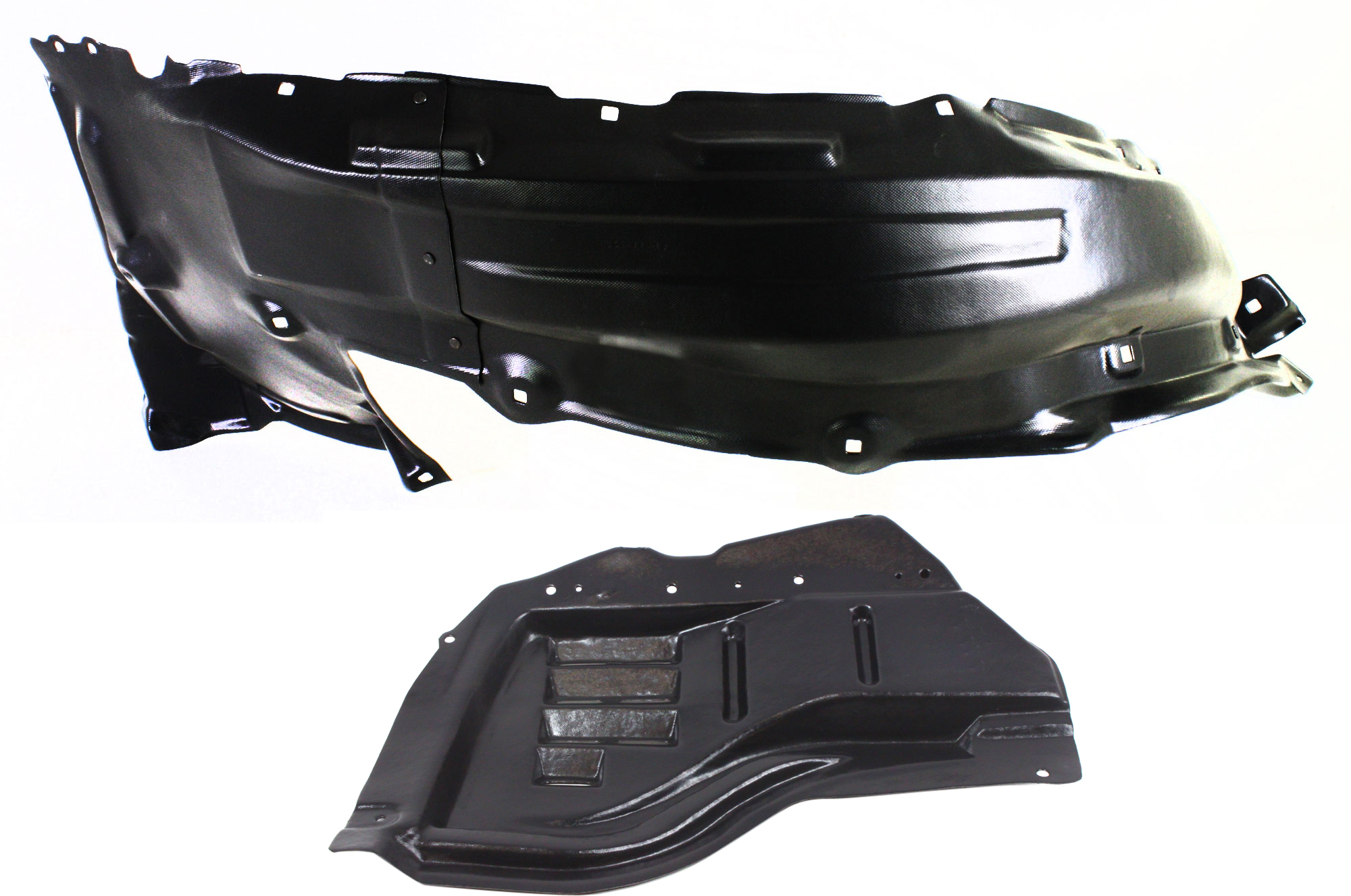 AM SEQUOIA 08-22 FRONT FENDER LINER RH Front and Rear Section Set of 2 Plastic Vacuum Form 10-22 w o Cold Climate Spec SKU SET RBT222101-2 Partslink TO1249145 TO1249153 OEM 538070C020-538050C030
