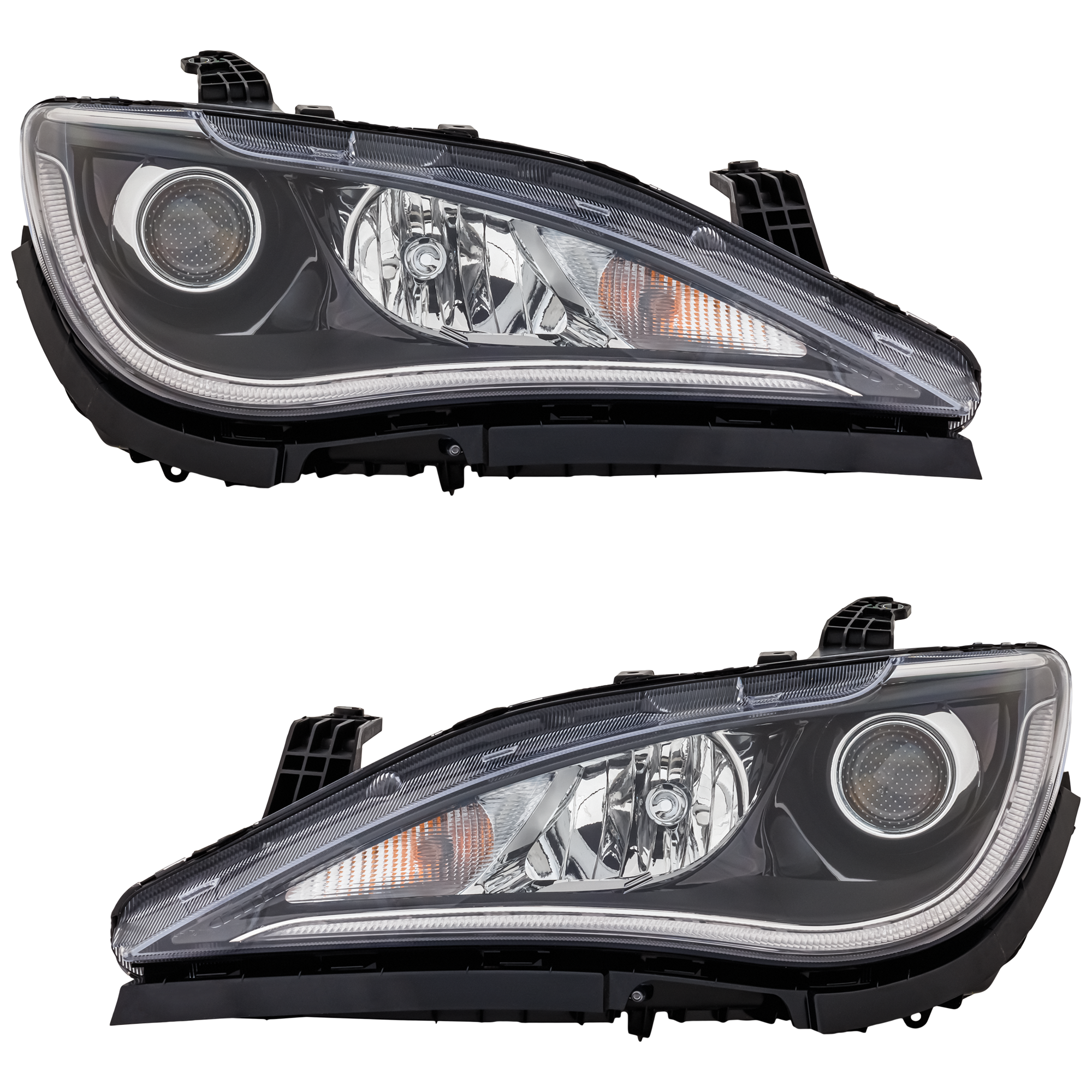 AM PACIFICA 17-20 HEAD LAMP RH AND LH Assembly Halogen Hybrid Model Chrome Interior w Quad Lamps CAPA SKU SET RC10010119AQ OEM 68342192AE PFM 68342193AE PFM