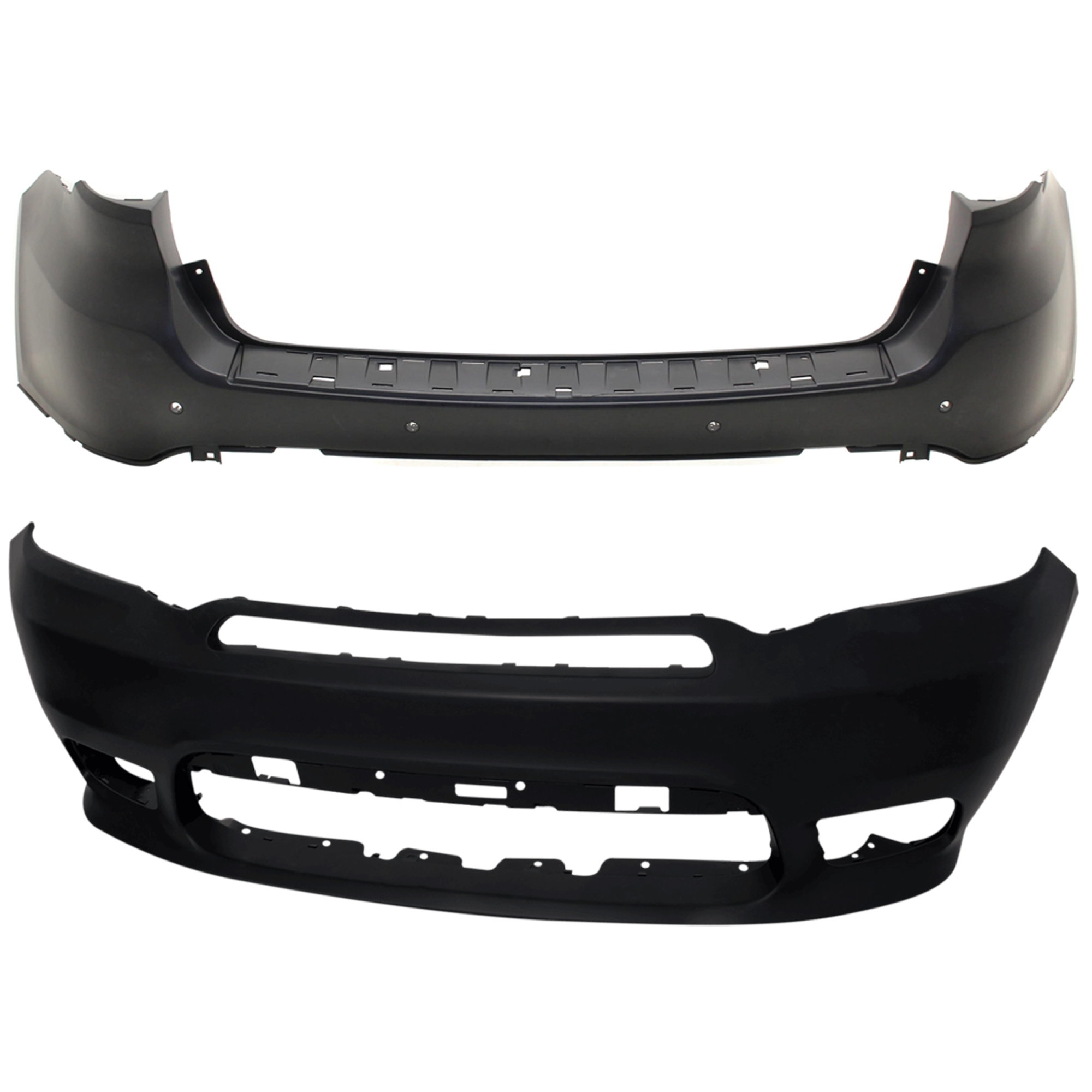 AM DURANGO 18-20 FRONT AND REAR BUMPER COVER Primed w o Blind Spot Sensor Holes and mounting bracket s Front w o Park Assist Sensor Holes Rear w Parking Aid Sensor Holes SKU SET RD01030005P B