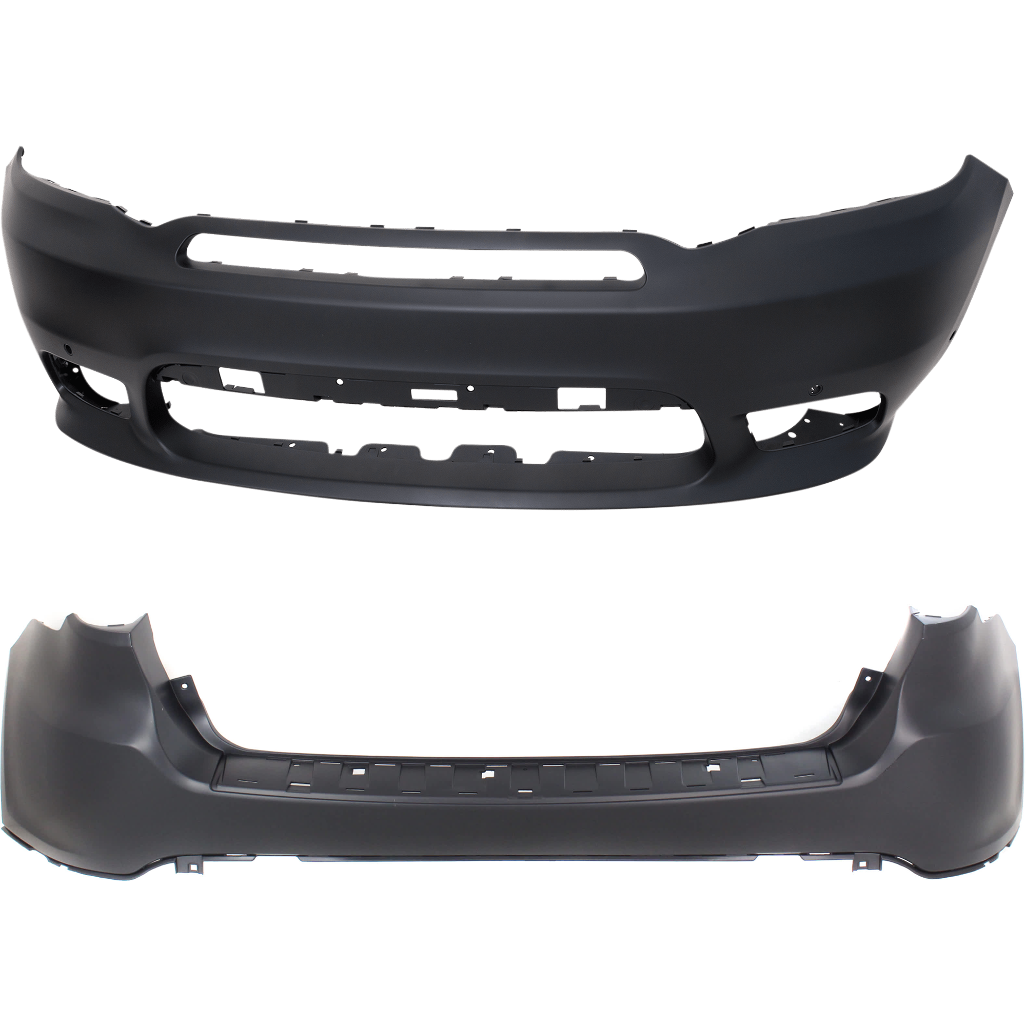 AM DURANGO 18-20 FRONT AND REAR BUMPER COVER Primed w o mounting bracket s Front w Park Assist Sensor Holes Rear w o Parking Aid Sensor Holes CAPA SKU SET RD01030006PQ A Partslink CH1000A38C CH1100958C OEM 68092093AB 6PN54TZZAA