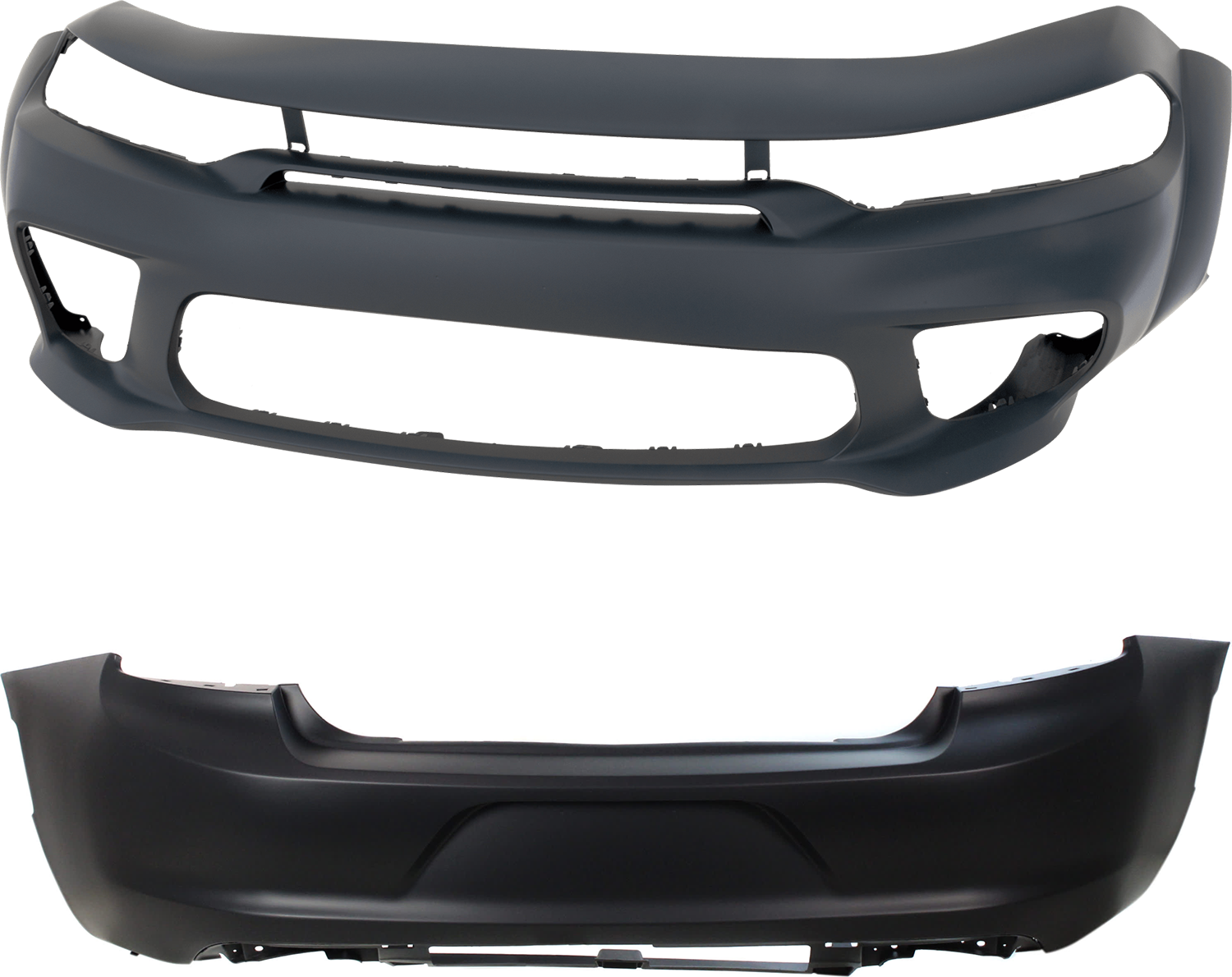 AM CHARGER 20-23 FRONT AND REAR BUMPER COVER Primed SKU SET RD01030012P B Partslink CH1000A43 CH1100A07 OEM 5RK97TZZAD 68488285AB 68488285