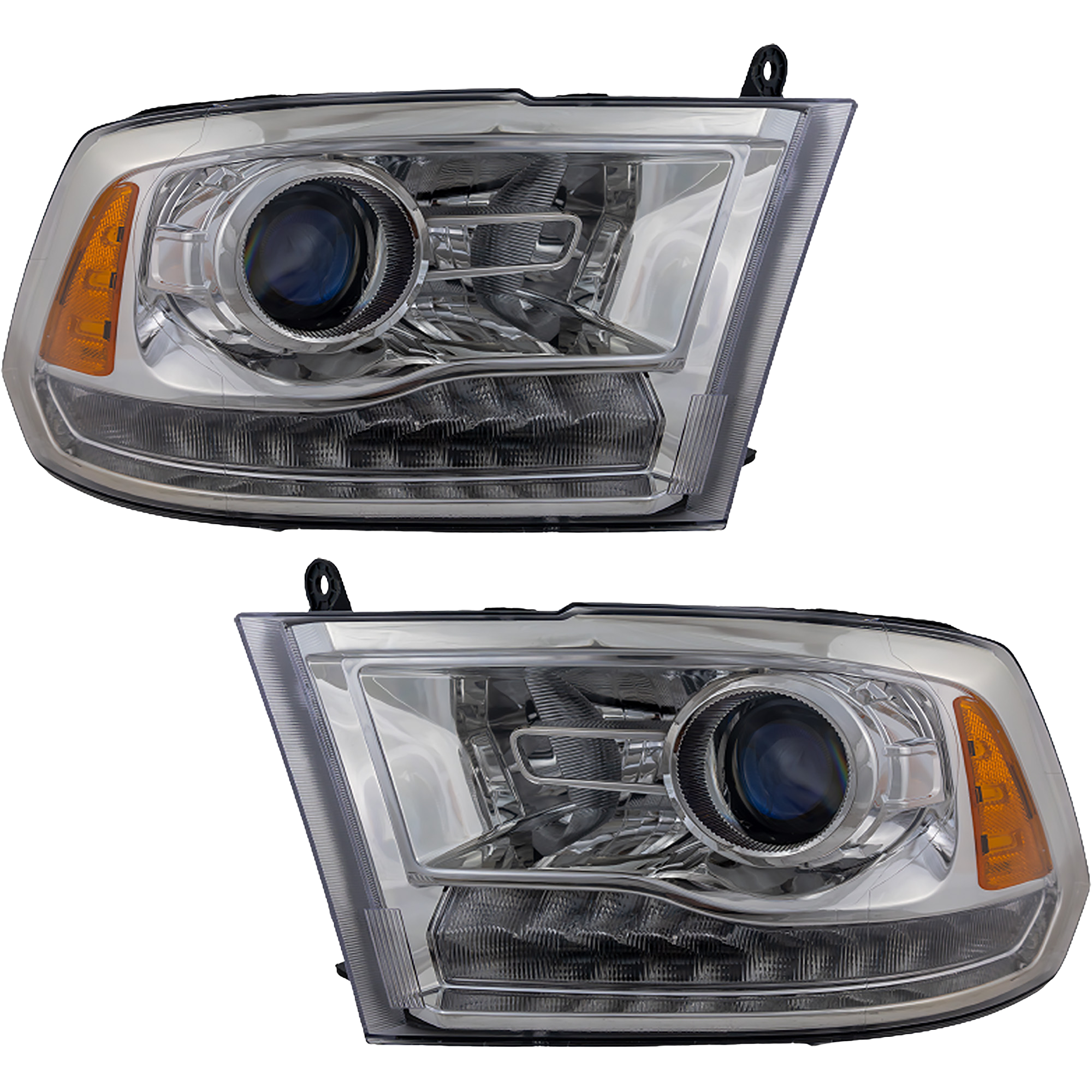 AM RAM FULL SIZE PICKUP 16-18 PROJECTOR HEAD LAMP RH AND LH Assembly HID Xenon w HID Kit Chrome Interior Includes 19-22 Ram 1500 Classic CAPA SKU SET RD10010009Q Partslink CH2503290C CH2502290C OEM 68324940AD 68324941AD