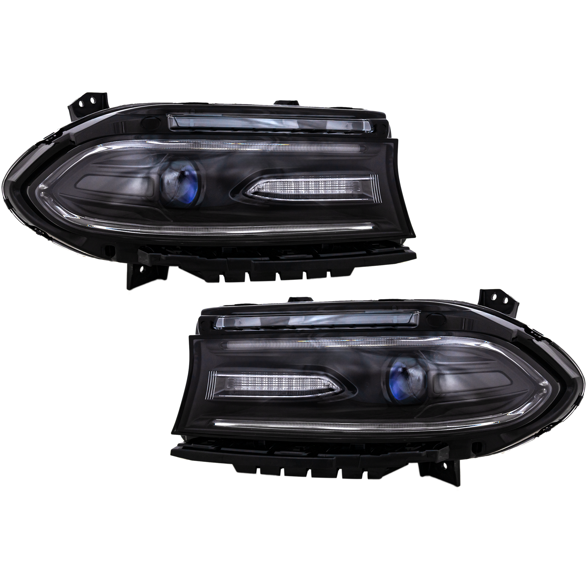 AM CHARGER 16-17 HEAD LAMP RH AND LH Assembly Halogen w LED Daytime Running Light w o LHD RHD Optics SKU SET RD10010017 Partslink CH2503296 CH2502296 OEM 68294430AH 68294430AG 68294431