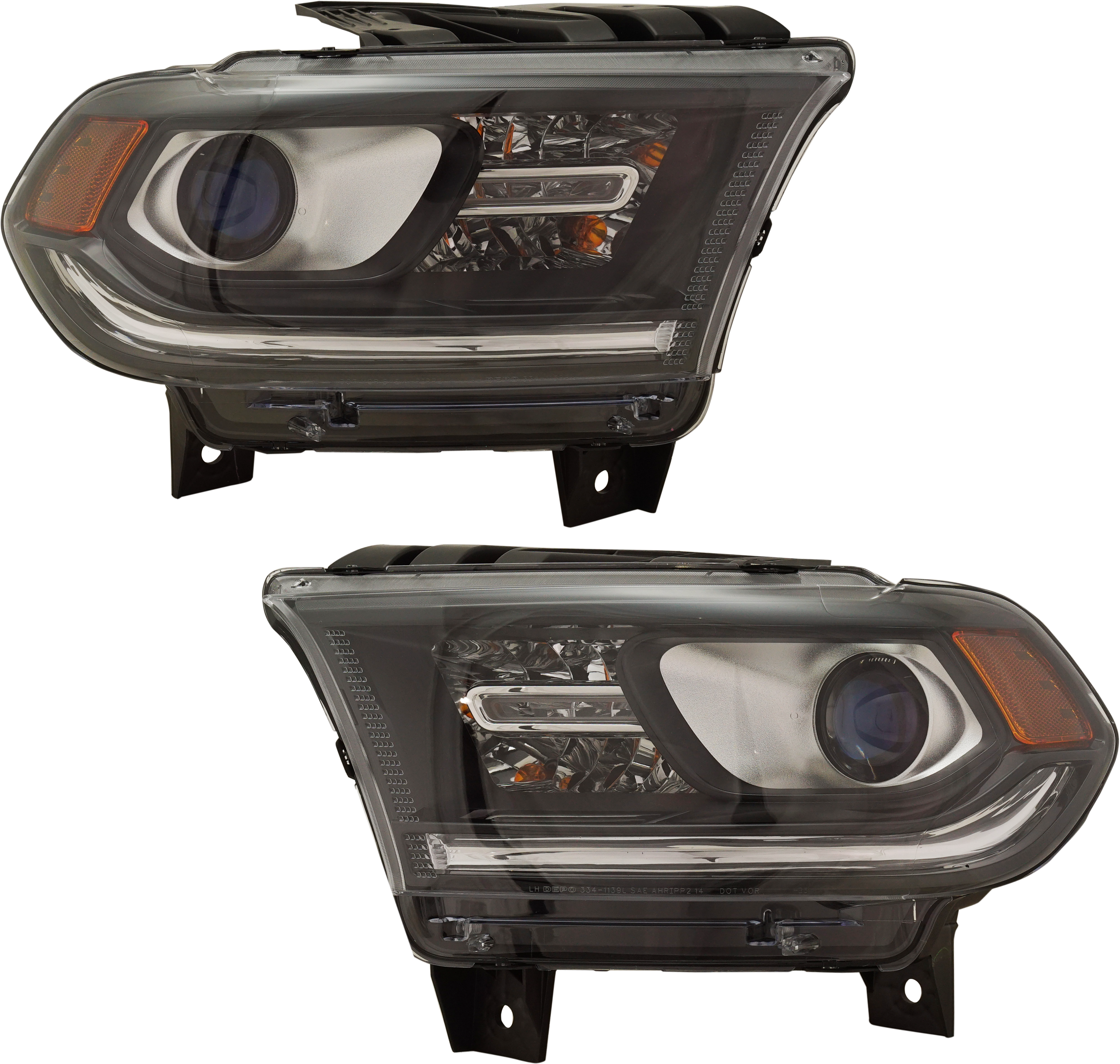 AM DURANGO 16-20 HEAD LAMP RH AND LH Assembly Halogen w o Daytime Running Light CAPA SKU SET RD10010023Q Partslink CH2503302C CH2502302C OEM 68299134AE 68299135AD 68299135