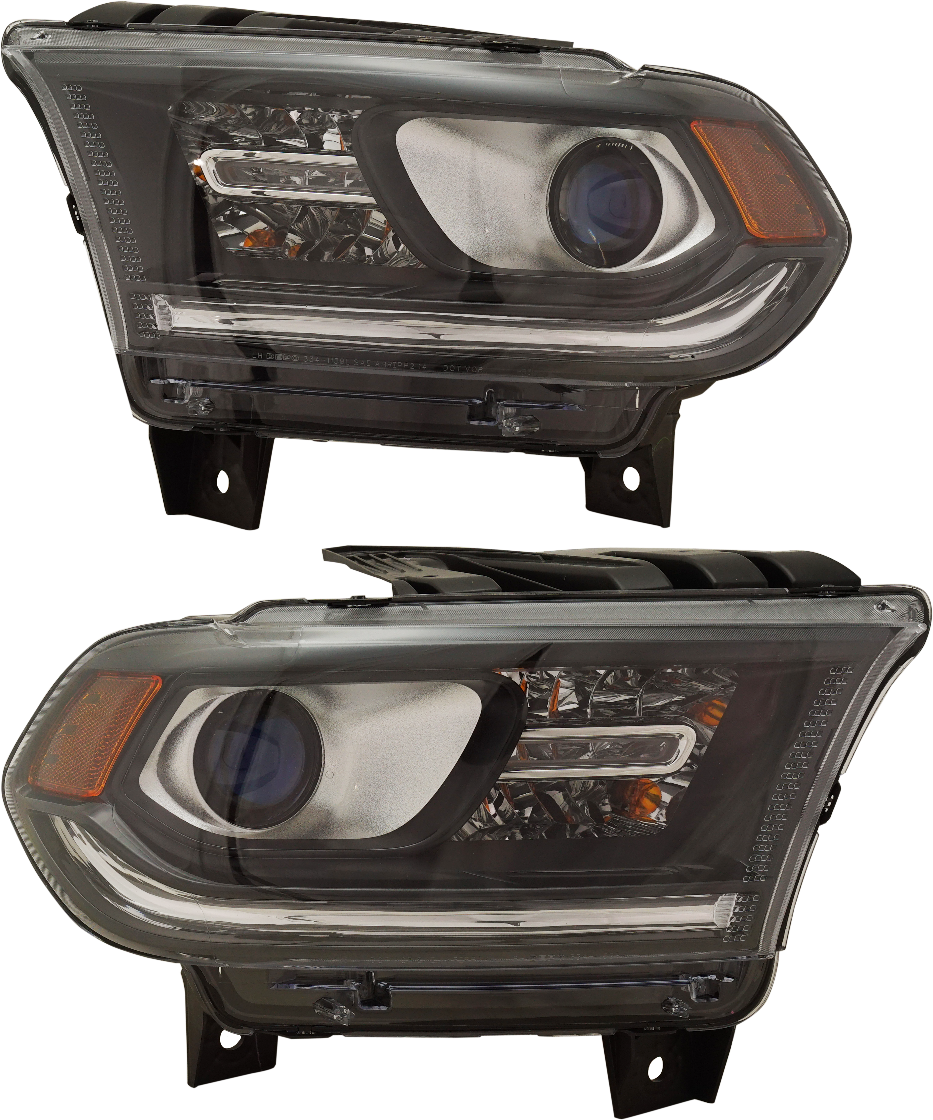 AM DURANGO 16-20 HEAD LAMP RH AND LH Assembly Halogen w o Daytime Running Light SKU SET RD10010023 Partslink CH2503302 CH2502302 OEM 68299134AE 68299135AD 68299135