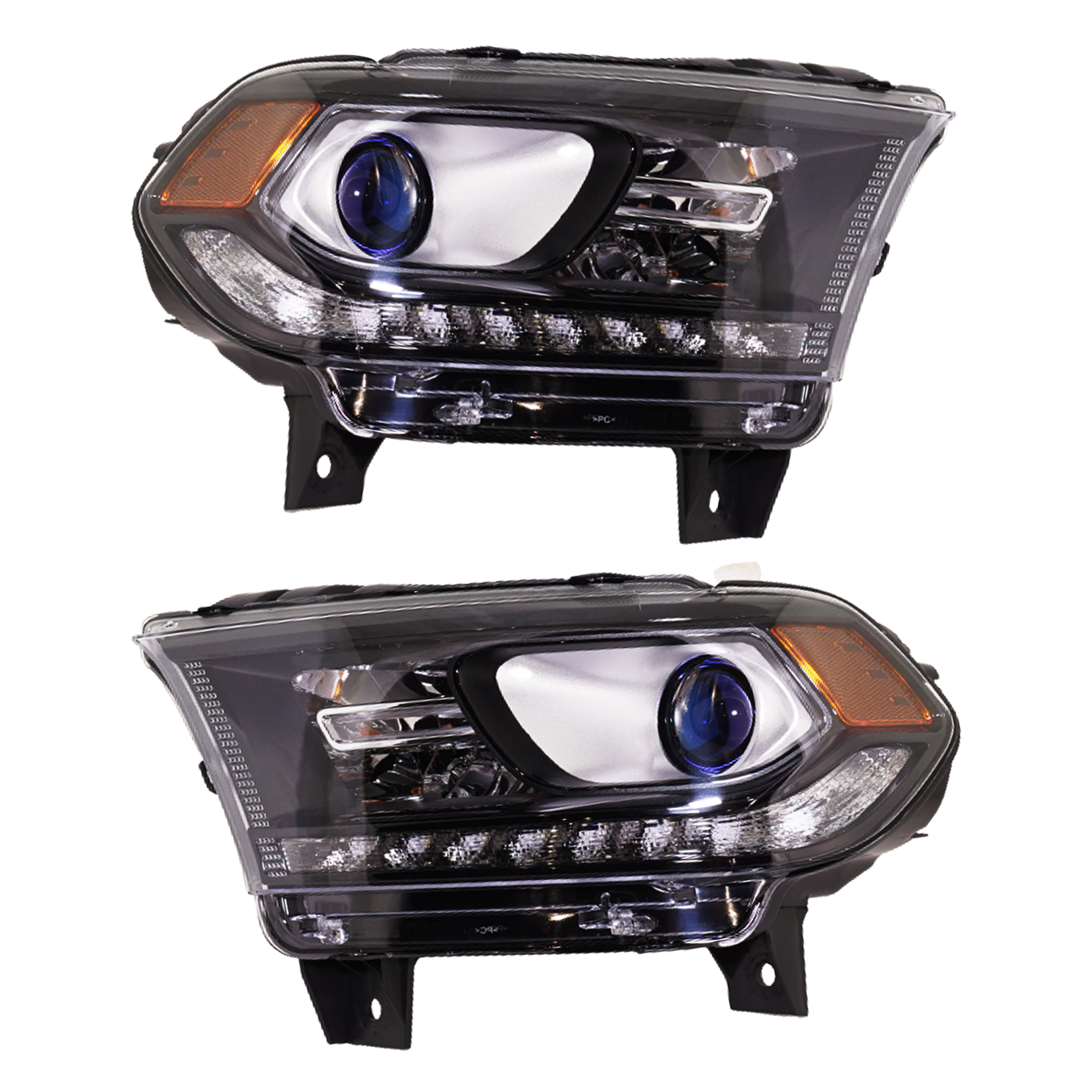 AM DURANGO 16-20 HEAD LAMP RH AND LH Assembly Halogen w LED Daytime Running Light SKU SET RD10010029 Partslink CH2503305 CH2502305 OEM 68299130AH 68299131AH 68299131