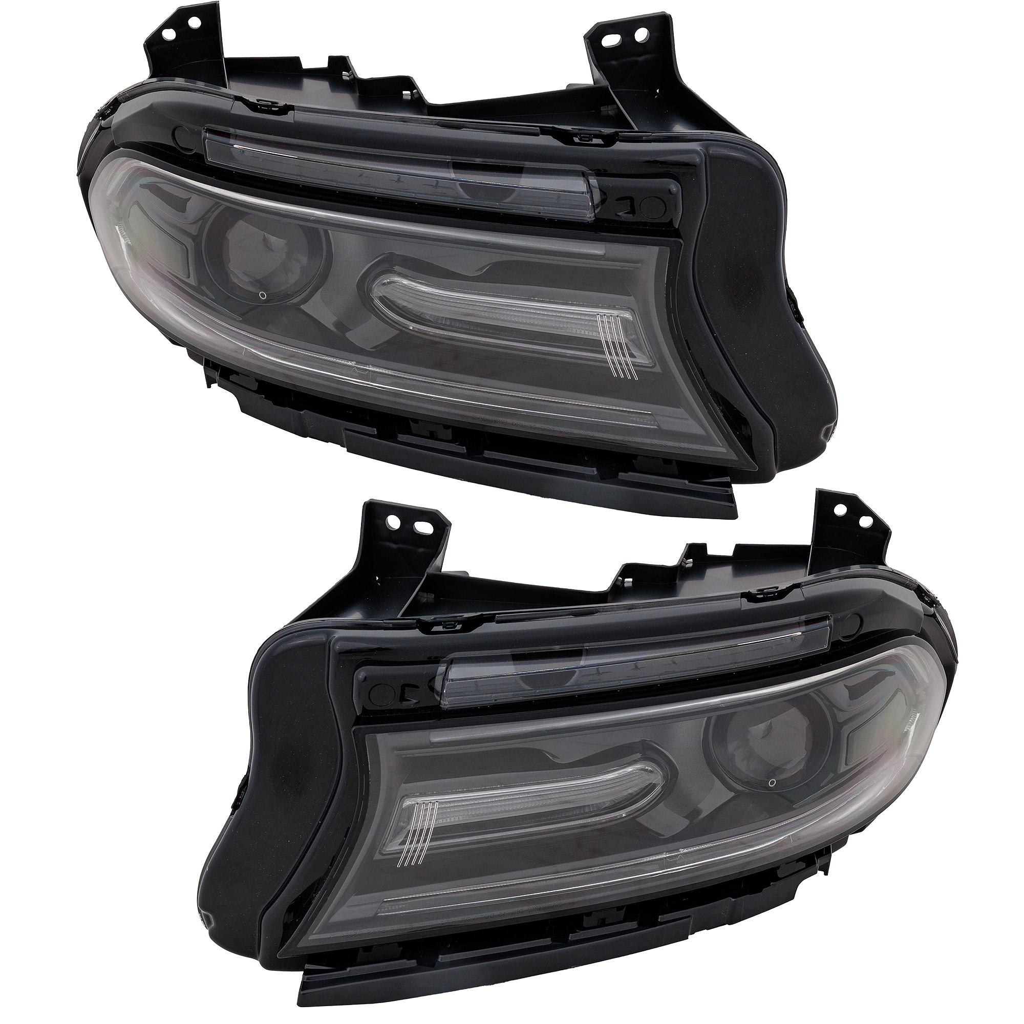 AM CHARGER 18-21 HEAD LAMP RH AND LH Assembly Halogen w o Logo Excludes R T 392 R T Scat Back SRT Hellcat SRT 392 Models CAPA SKU SET RD10010055Q Partslink CH2503337C CH2502337C OEM 68541680AA 68541681AA