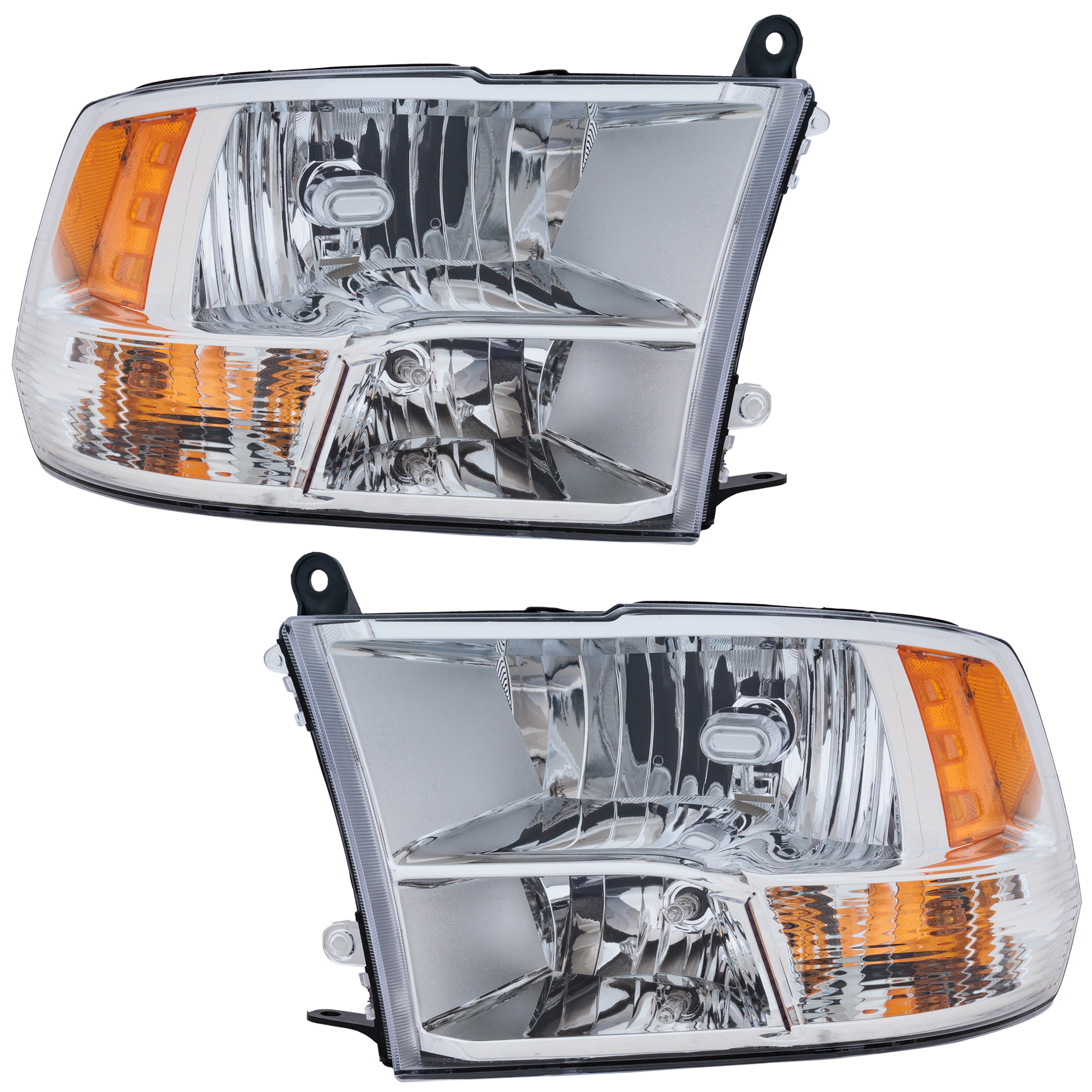 AM RAM FULL SIZE PICKUP 09-12 HEAD LAMP RH AND LH Assembly Halogen w Quad Lamps CAPA SKU SET RD10010057AQ OEM 68001484AI PFM 68001485AI PFM