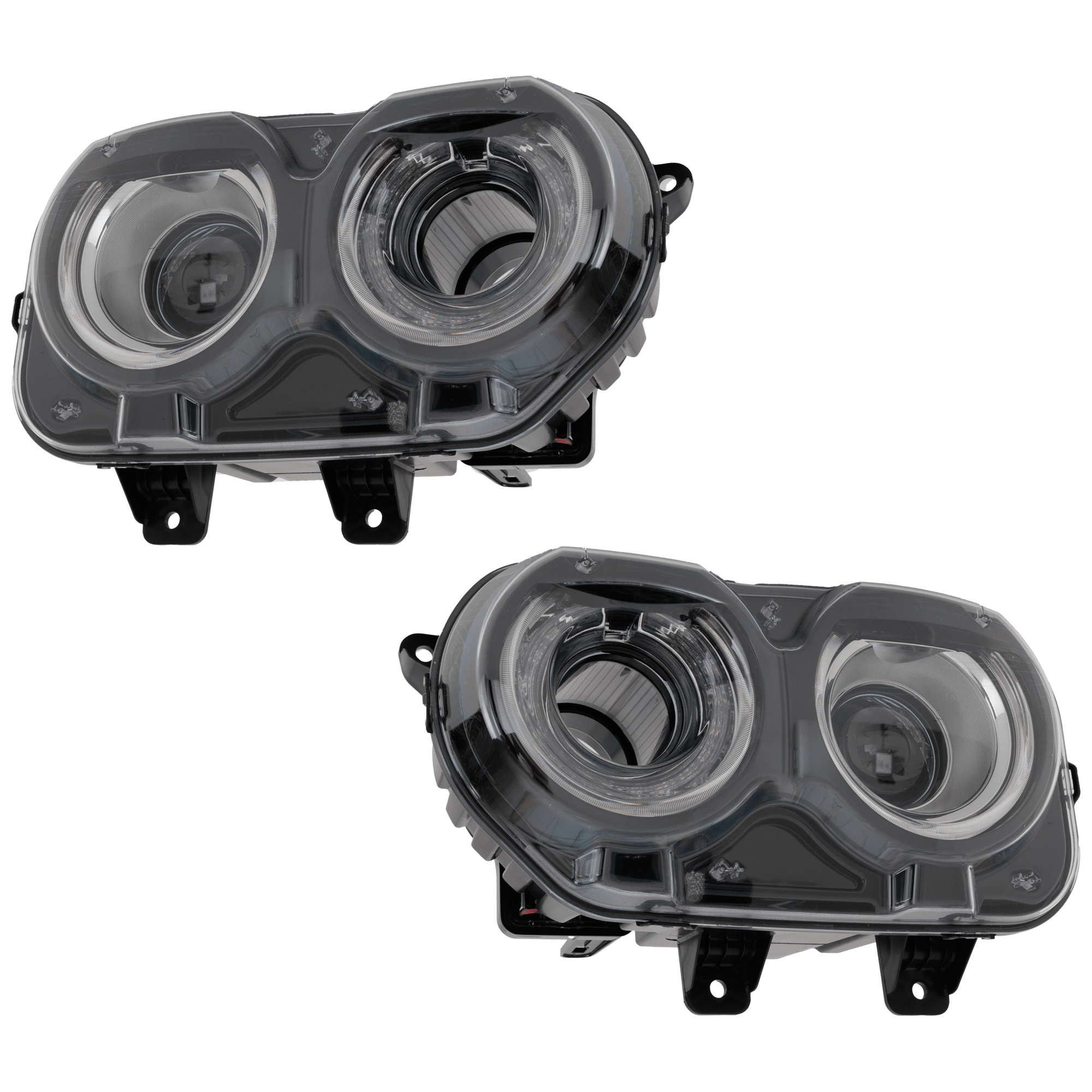 AM CHALLENGER 15-23 HEAD LAMP RH AND LH Assembly Halogen w Illumination w Air Ducts Type 1 CAPA SKU SET RD10010111AQ Partslink CH2502323C CH2503323C OEM 68378878AB 68378879AB
