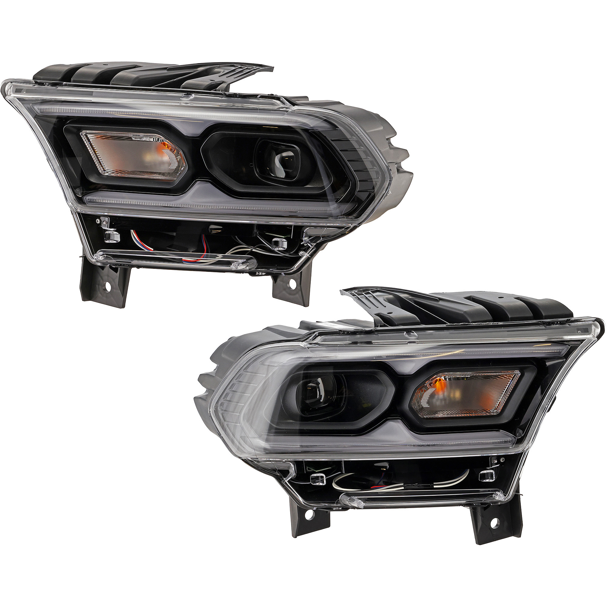 AM DURANGO 21-24 HEAD LAMP RH AND LH Assembly LED Black Interior w Daytime Running Light Standard Type SKU SET RD10010115A Partslink CH2502344 CH2503344 OEM 68433778AF 68433779AF