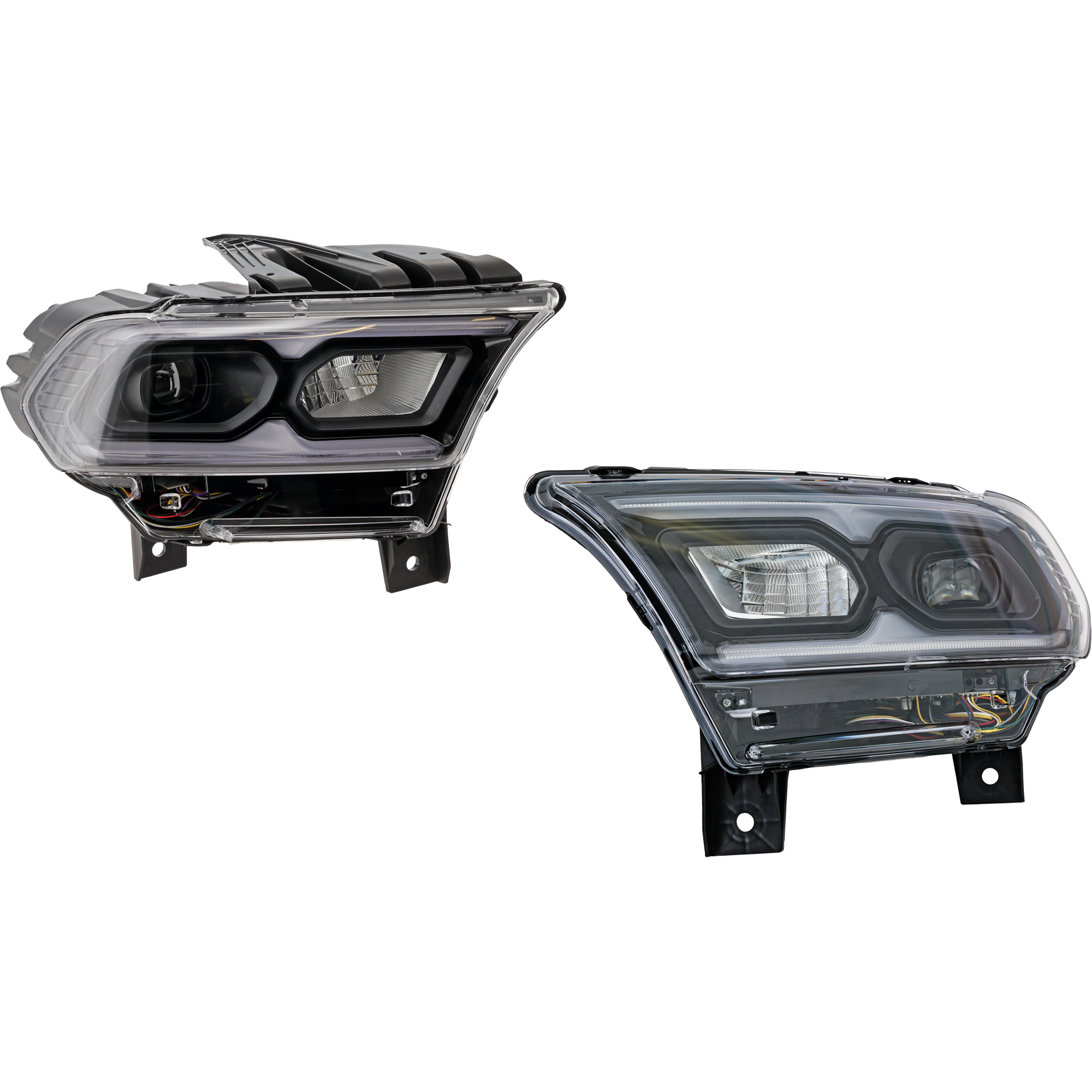 AM DURANGO 21-24 HEAD LAMP RH AND LH Assembly LED Black Interior w Daytime Running Light and Signal Light w o Headlight Leveling SKU SET RD10010117A Partslink CH2502345 CH2503345 OEM 68433782AE 68433783AE