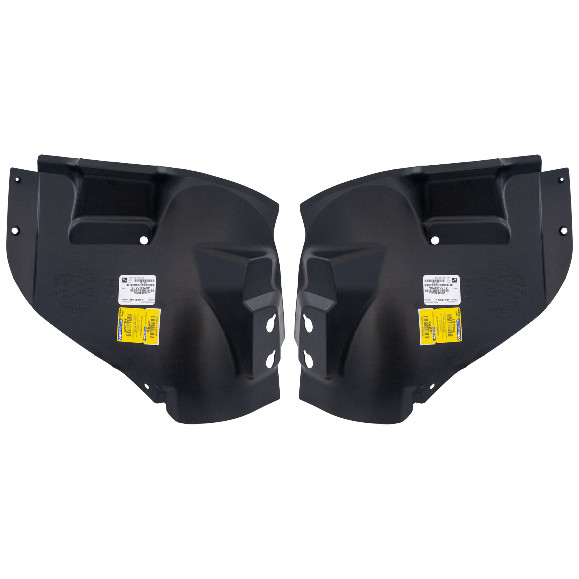 AM RAM 1500-19-24 FRONT FENDER LINER RH AND LH Front Section w Wheel Opening Molding Plastic Injection Form CAPA SKU SET RD22210033Q Partslink CH1248207C CH1249207C OEM 68275908AA 68275909AA