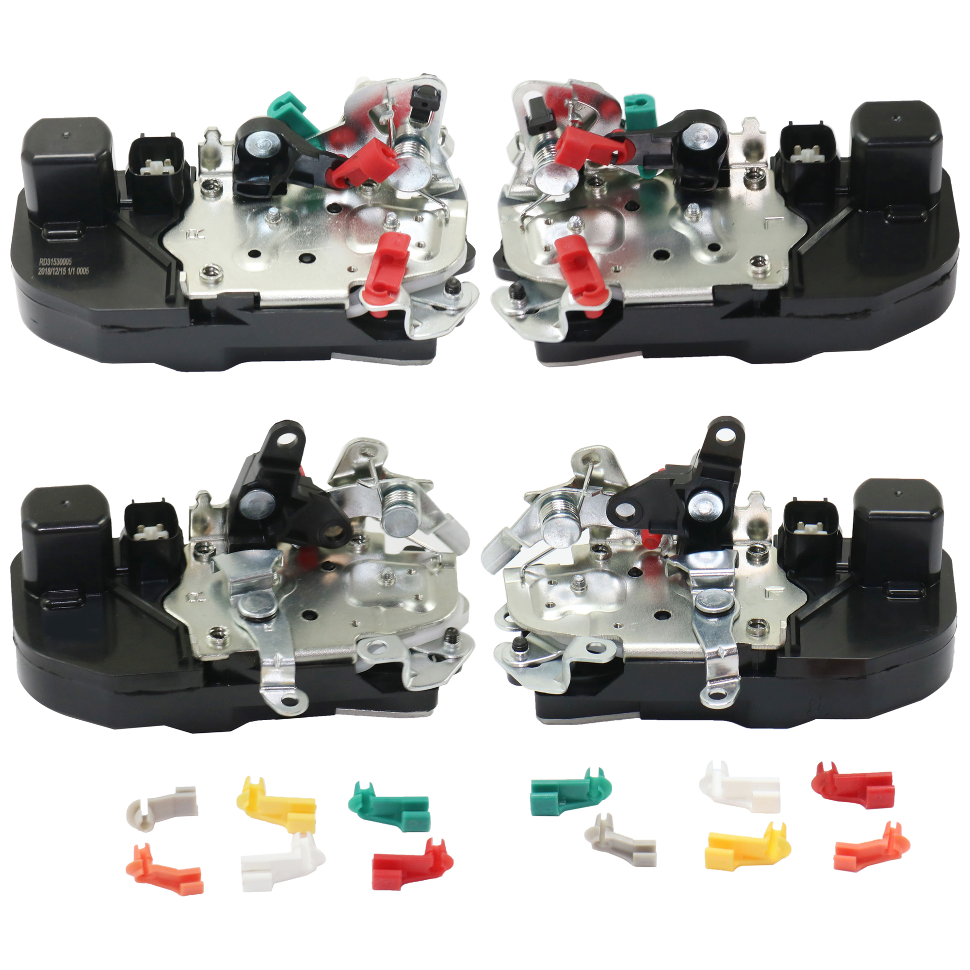 AM RAM FULL SIZE P U 03-10 FRONT AND REAR DOOR LOCK ACTUATOR RH AND LH Set of 4 with Latch SKU SET RD31530003-4 OEM 55276791AC 55372851AB 55372850