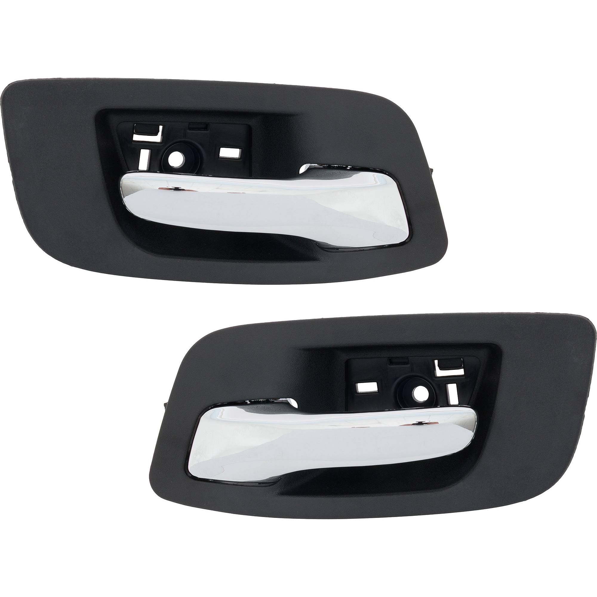 AM CHARGER 11-14 FRONT INTERIOR DOOR HANDLE RH AND LH Chrome Lever w Textured Black Bezel w o Door Lock Hole SKU SET RD46210013K OEM 1RE72DX9AD 1RE71DX9AD