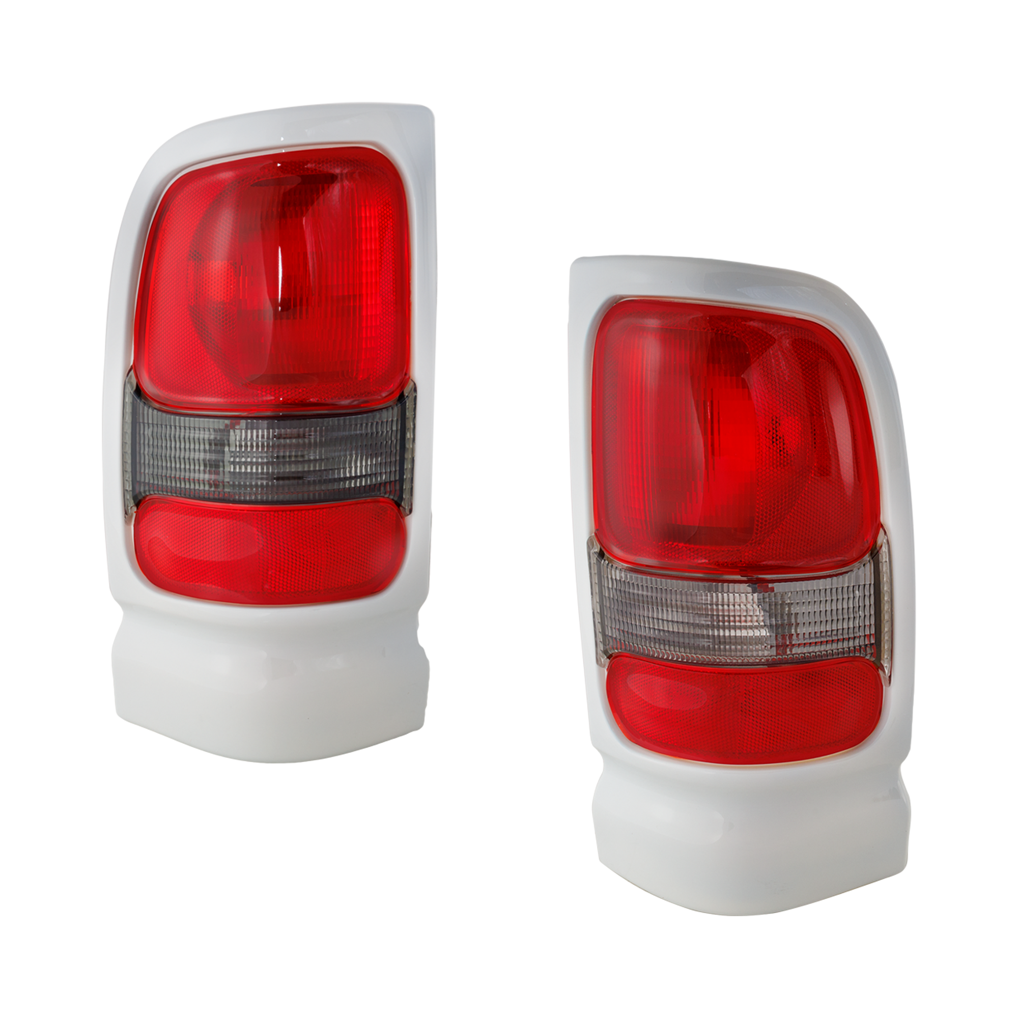 AM RAM PICKUP 94-01 TAIL LAMP RH AND LH Lens and housing w Sport Package White SKU SET RD73010015 Partslink CH2800134 CH2801134 OEM 5EK44GW7AC 5EK45GW7AC