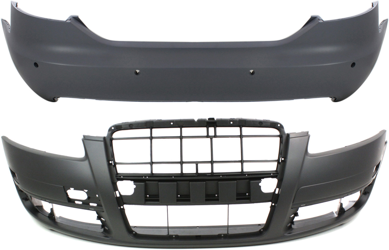 AM A6-06-08 A6 QUATTRO 05-08 FRONT AND REAR BUMPER COVER Primed SKU SET REPA010304P 2 Partslink AU1000156 AU1100159 OEM 4F0807105DGRU 4F5807303CGRU