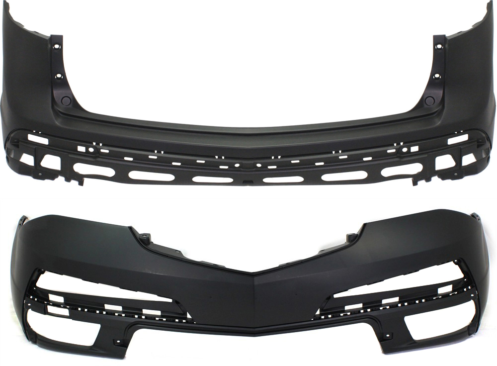 AM MDX 10-13 FRONT AND REAR BUMPER COVER Primed CAPA SKU SET REPA010308PQ 2 Partslink AC1000172C AC1100163C OEM 04711STXA92ZZ 04715STXA92ZZ
