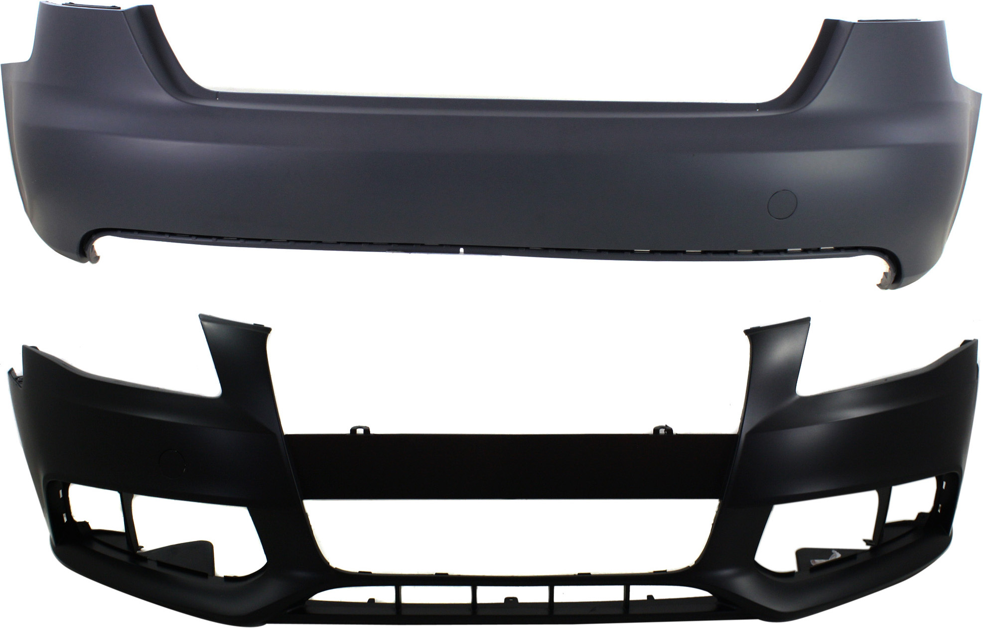 AM A4-09-12 FRONT AND REAR BUMPER COVER Primed w o S Line Pkg Sedan SKU SET REPA010339P 2 Partslink AU1000162 AU1100193 OEM 8K0807105GRU 8K5807303GRU