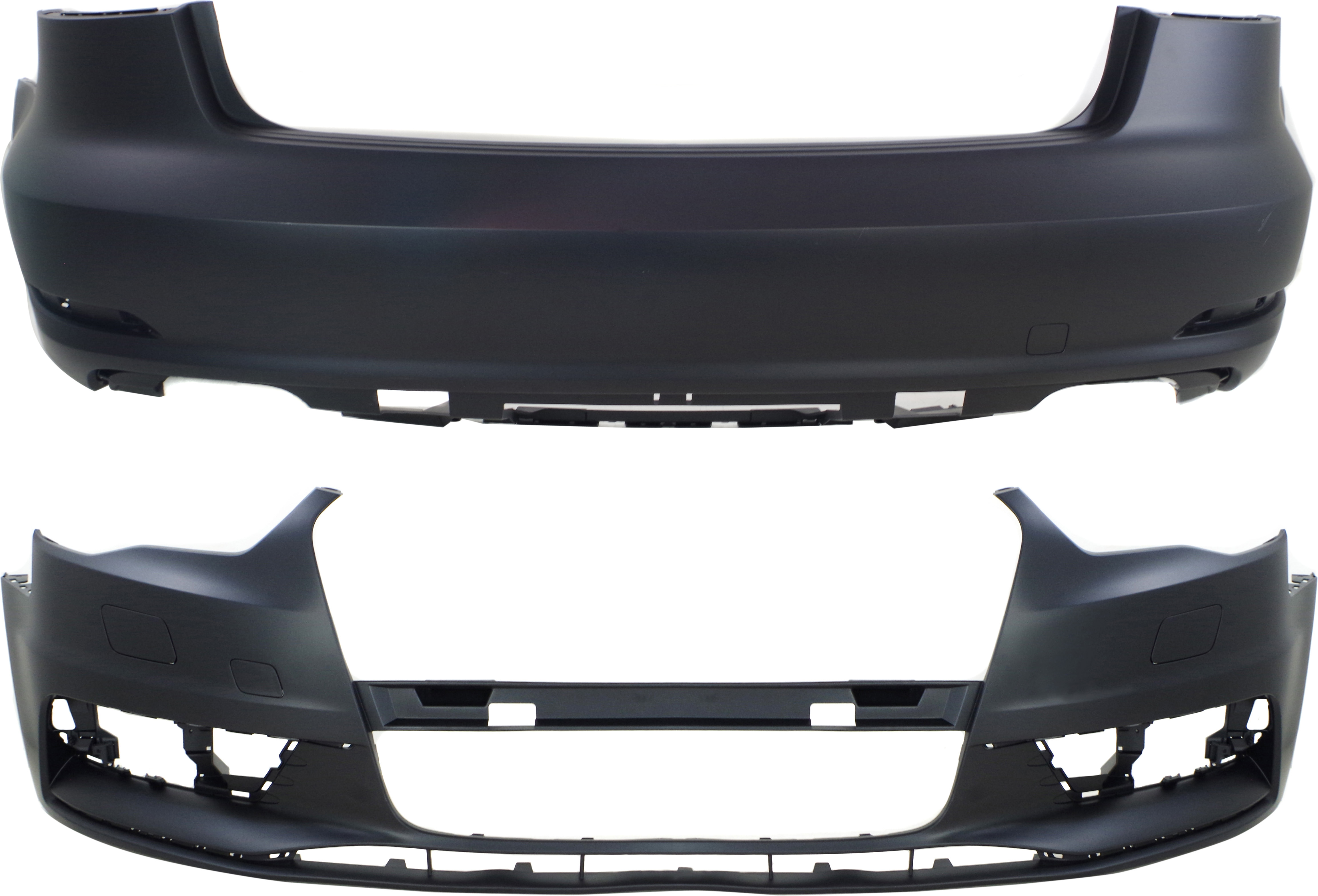 AM A3-15-16 FRONT AND REAR BUMPER COVER Primed w o PAS Holes Conv Sdn SKU SET REPA010363P 2 Partslink AU1000218 AU1100215 OEM 8V5807065GRU 8V5807067GRU