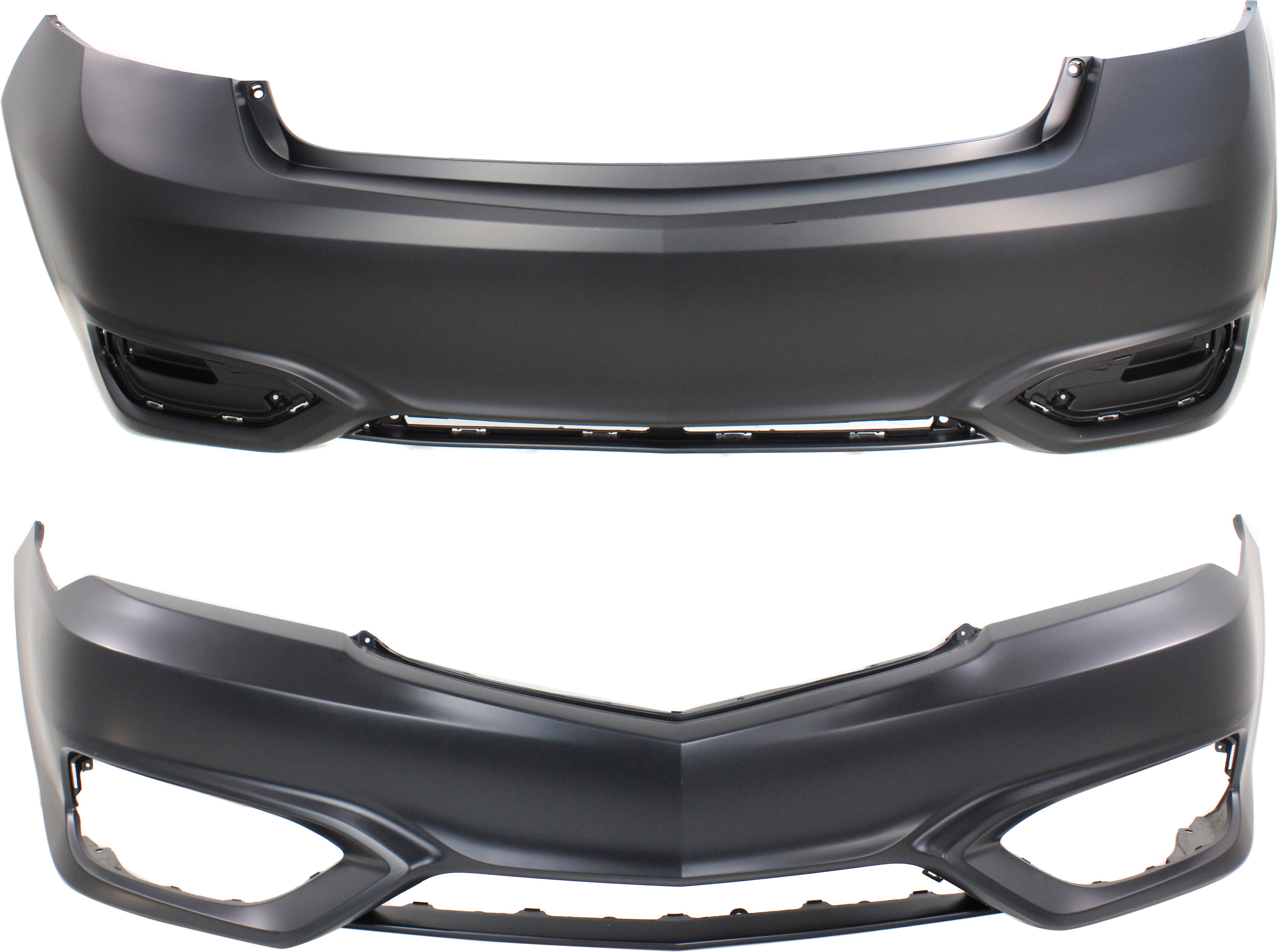 AM ILX 16-18 FRONT AND REAR BUMPER COVER Primed SKU SET REPA010368P 2 Partslink AC1000189 AC1100177 OEM 04711TV9A00ZZ 04715TX6A50ZZ