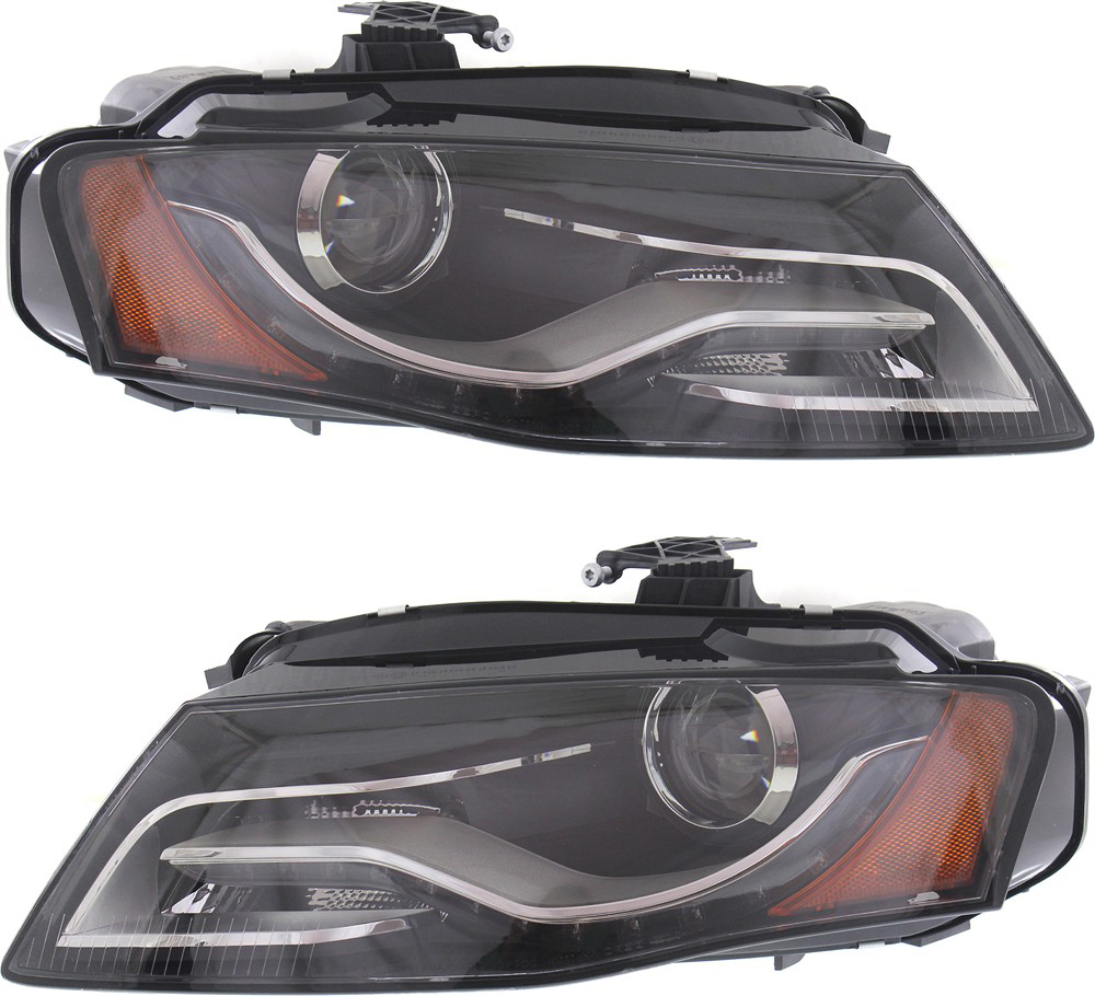 AM A4-09-10 S4-10-10 HEAD LAMP RH and LH Lens and Housing HID Xenon w o HID Kit w o Curve Lighting Sedan Wagon To 6-21-10 SKU SET REPA100195 Partslink AU2503150 AU2502150 OEM 8K0941030AL 8K0941029AL
