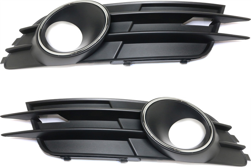 AM A6-12-15 FRONT FOG LAMP MOLDING RH AND LH Black w Chrome Ring w o S Line Pkg. w Adaptive Cruise Control SKU SET REPA108017 Partslink AU1039125 AU1038125 OEM 4G0807682H9B9-4G0807681B9B9