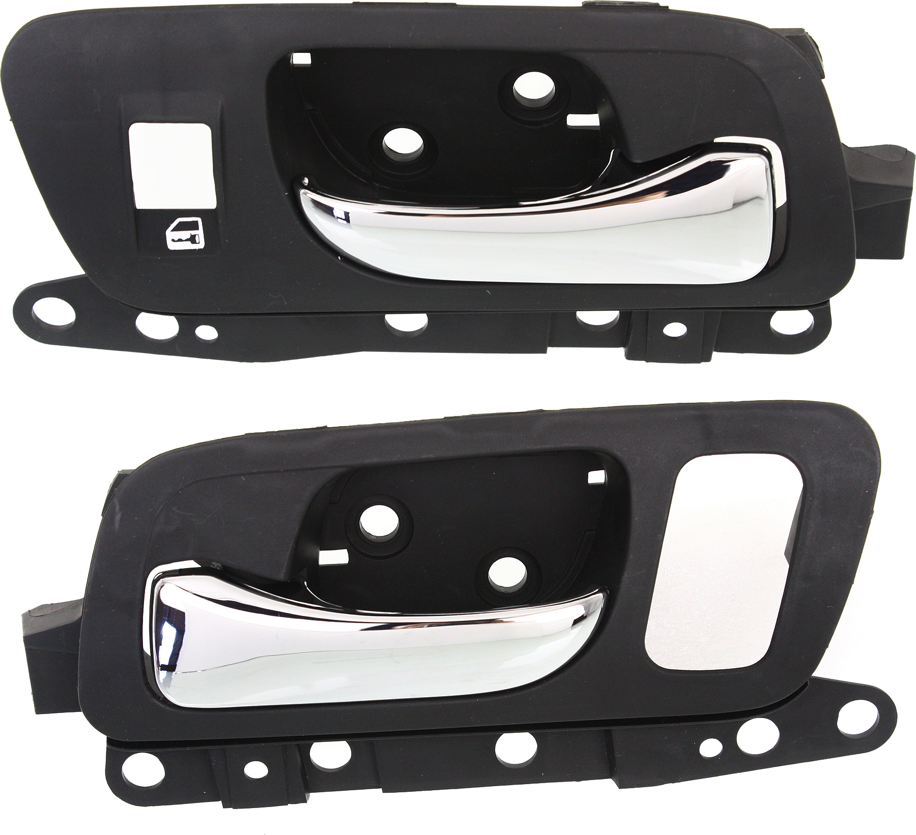 AM TSX 04-08 INTERIOR FRONT DOOR HANDLE RH AND LH Chrome Lever + Black Housing w Hole Plastic SKU SET REPA462121-1 OEM 72121SECA02ZB 72161SECA11ZA