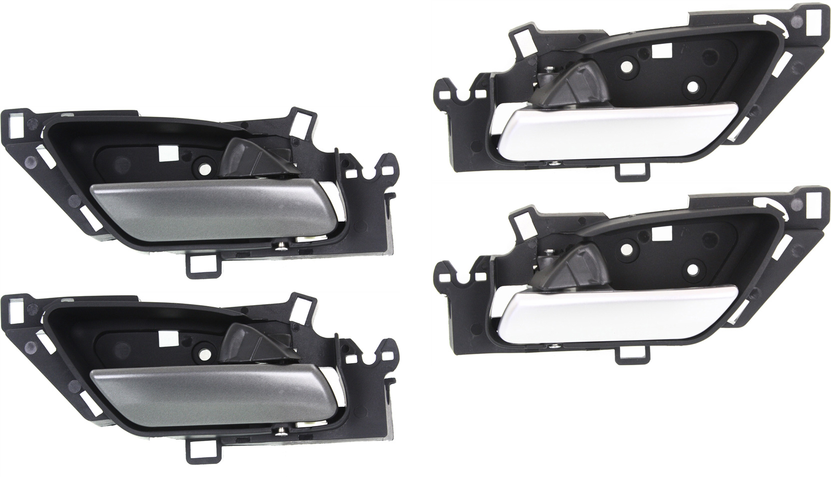 AM MDX 07-13 FRONT AND REAR DOOR HANDLE RH AND LH Set of 4 Inside Satin Chrome Lever + Black Housing Plastic + Metal SKU SET REPA462143-4 OEM 72120STXA02ZB 72160STXA02ZB
