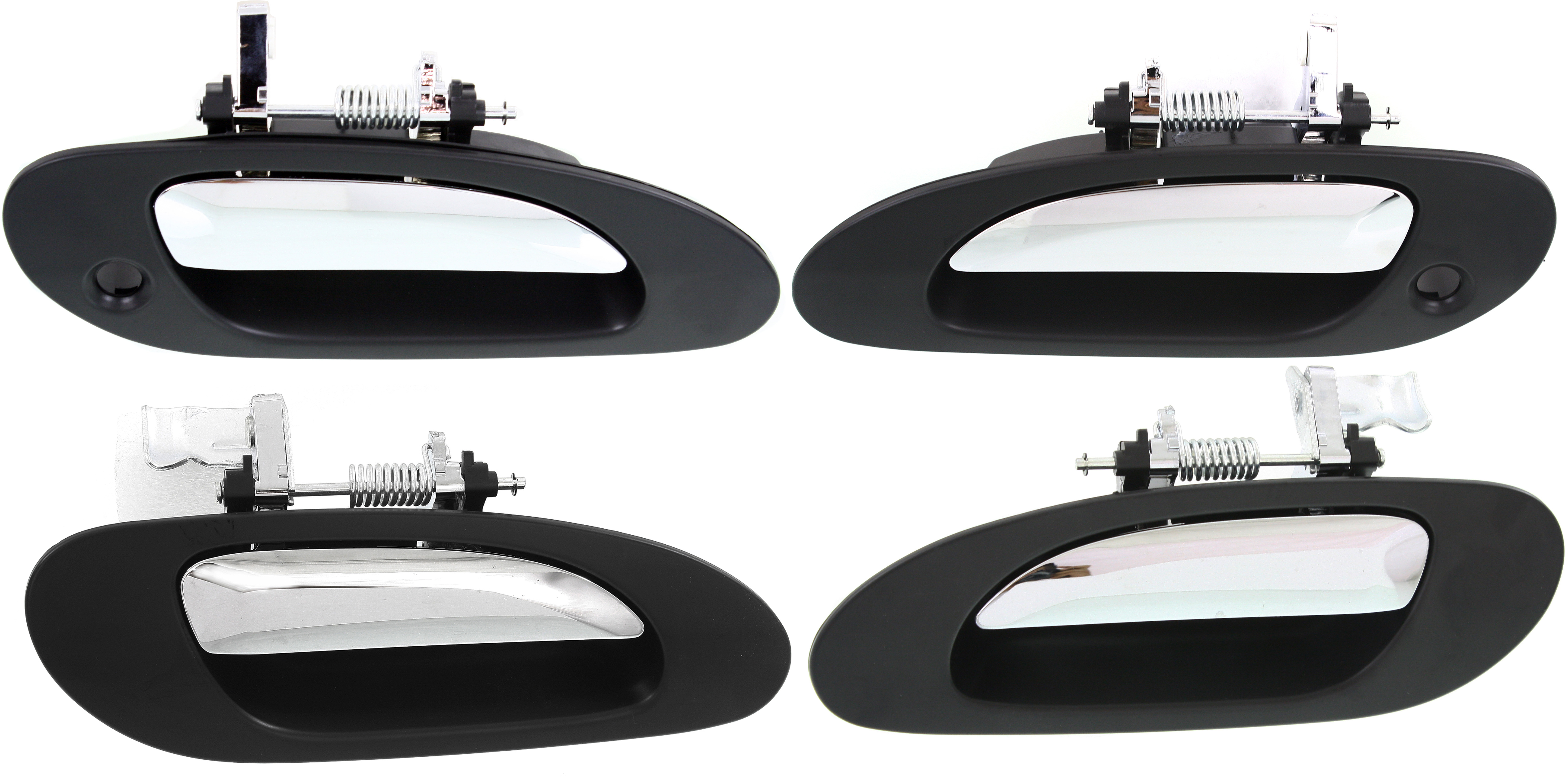AM TL 99-03 FRONT AND REAR DOOR HANDLE RH and LH Set of 4 Outside Chrome Lever + Black Housing Plastic SKU SET REPA462153-4 OEM 72140S0KA01ZE 72180S0KA01ZE 72