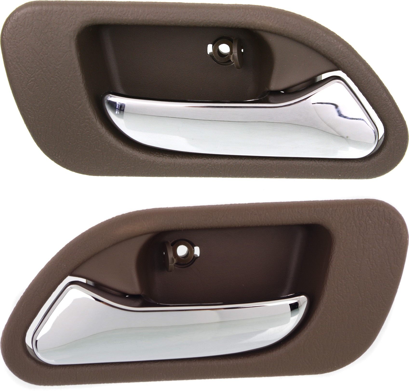 AM TL 99-03 MDX 01-06 REAR DOOR HANDLE RH and LH Inside Chrome Lever + Brown Housing Plastic SKU SET REPA491329 OEM 72620S3VA52ZB 72660S3VA52ZB