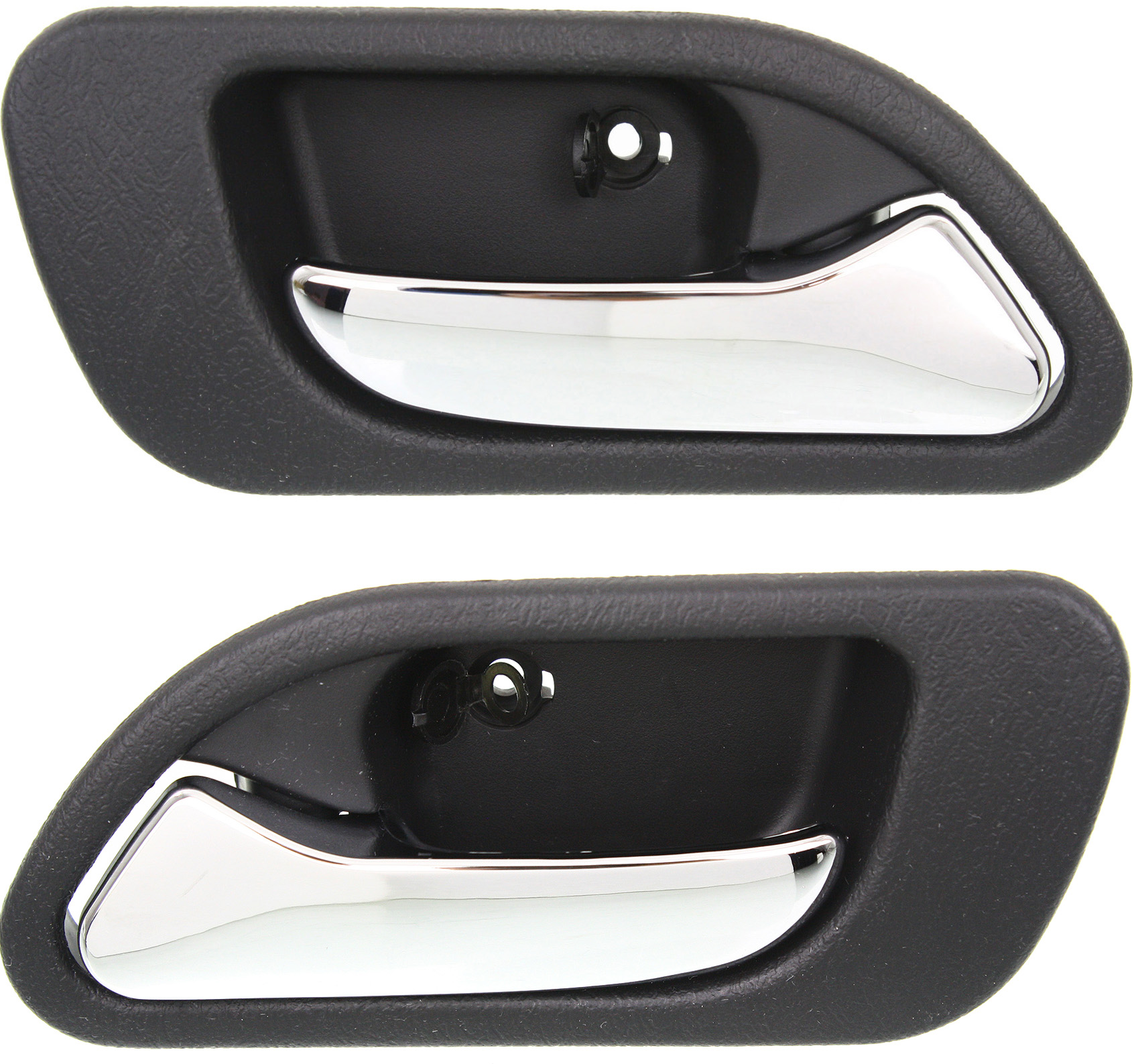 AM TL 99-03 MDX 01-06 REAR DOOR HANDLE RH and LH Inside Chrome Lever + Black Housing Plastic SKU SET REPA491331 OEM 72620S3VA52ZA 72660S3VA52ZA