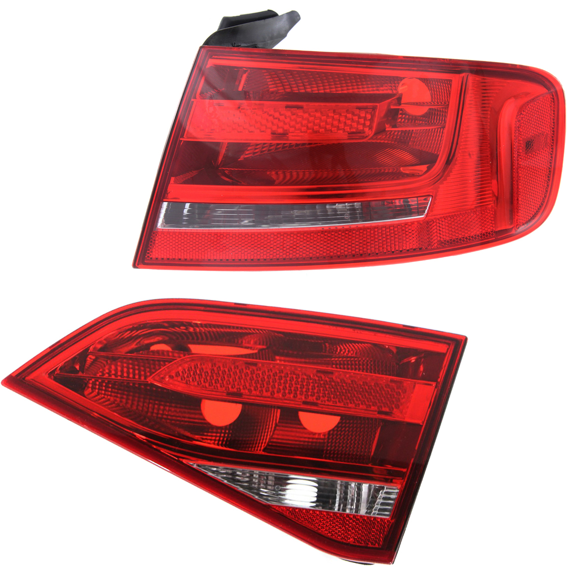 AM A4-09-12 S4-10-12 TAIL LAMP RH Inner and Outer Set of 2 Lens and Housing Halogen Bulb Type Sedan SKU SET REPA730187-2 Partslink AU2803100 OEM 8K5945096E PFM 8K5945094E