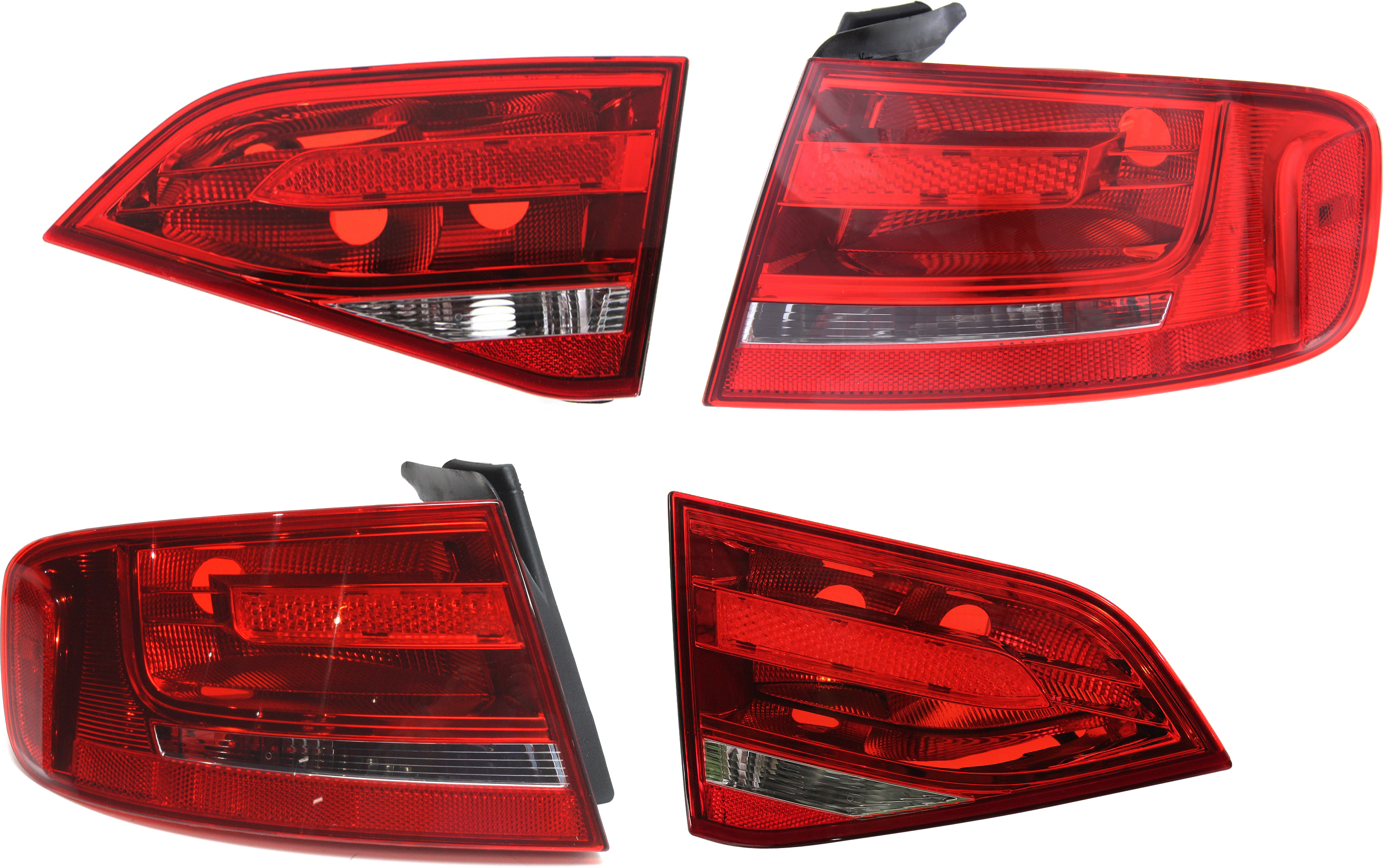 AM A4-09-12 S4-10-12 TAIL LAMP RH AND LH Inner and Outer Lens and Housing Halogen Bulb Type Sedan SKU SET REPA730187-4 Partslink AU2803100 AU2802100 OEM 8K5945094E 8K5945093E 8K594509