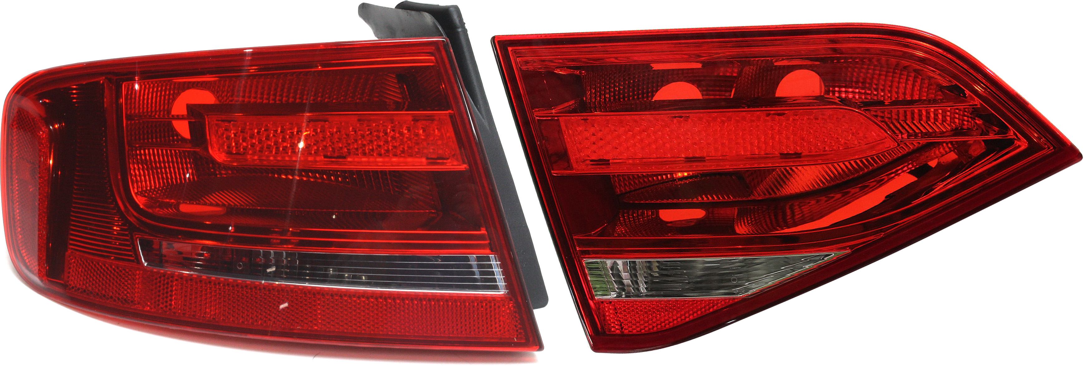 AM A4-09-12 S4-10-12 TAIL LAMP LH Inner and Outer Set of 2 Lens and Housing Halogen Bulb Type Sedan SKU SET REPA730188-2 Partslink AU2802100 OEM 8K5945095E PFM 8K5945093E