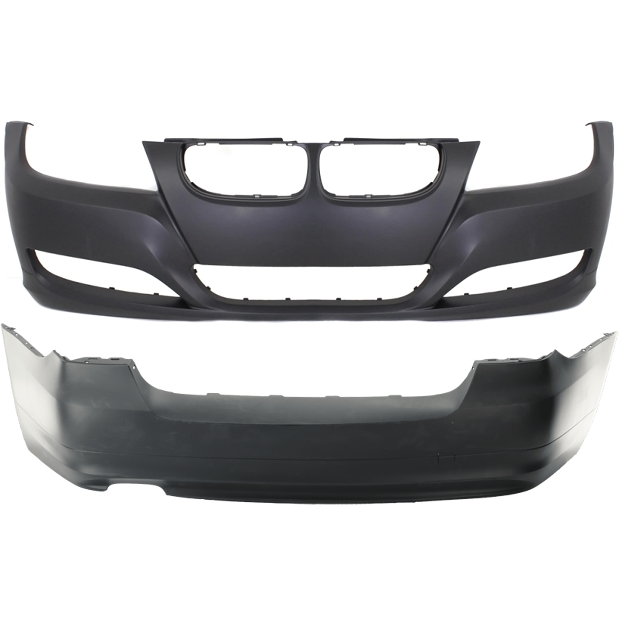 AM 3 SERIES 09-11 FRONT AND REAR BUMPER COVER Primed Sedan w o HLW Holes w o PDC Sensor Holes SKU SET REPB010347P A