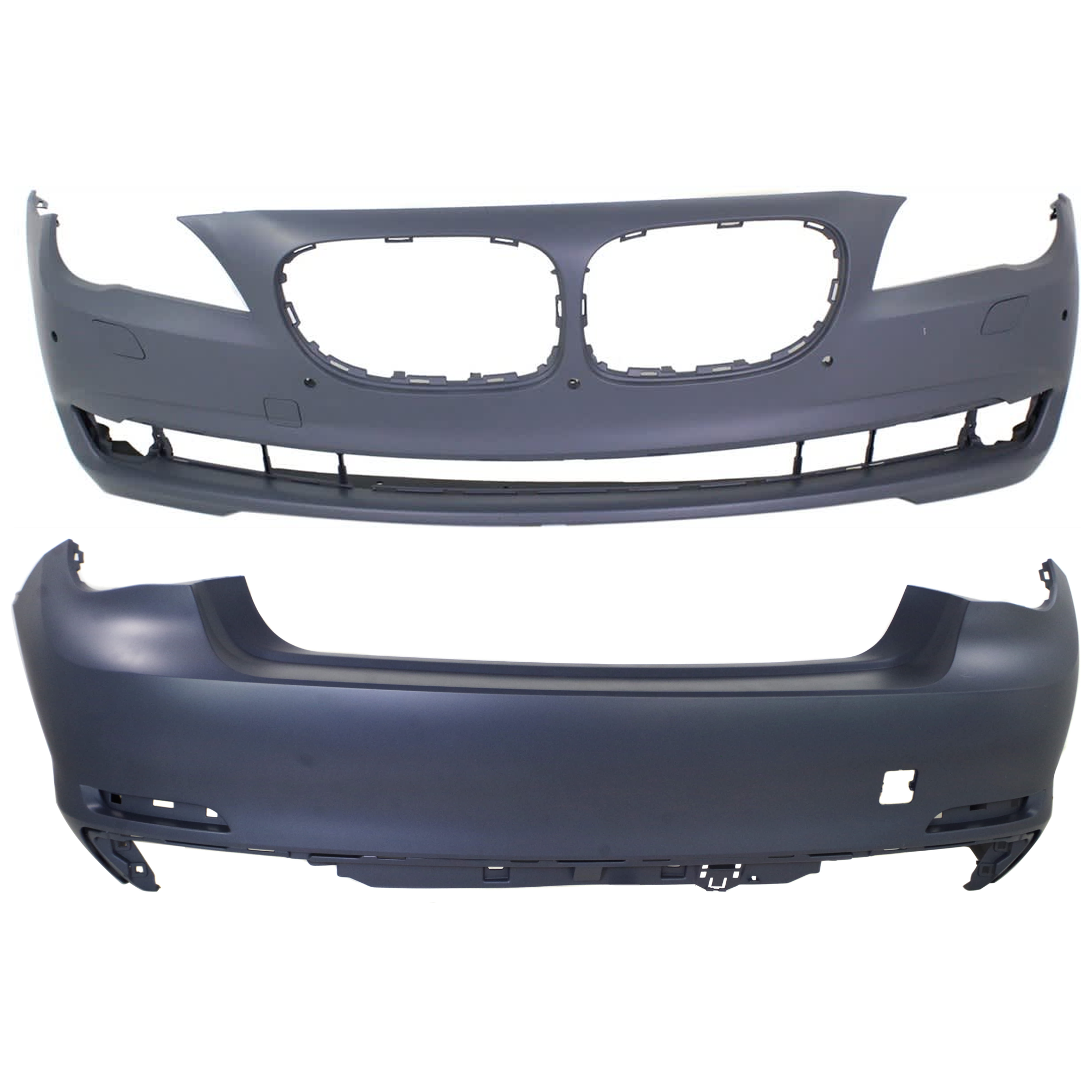 AM 750I 750LI 11-12 FRONT AND REAR BUMPER COVER Primed w o M Pkg Front w parking aid sensor holes Rear w o parking aid sensor holes SKU SET REPB010350P A