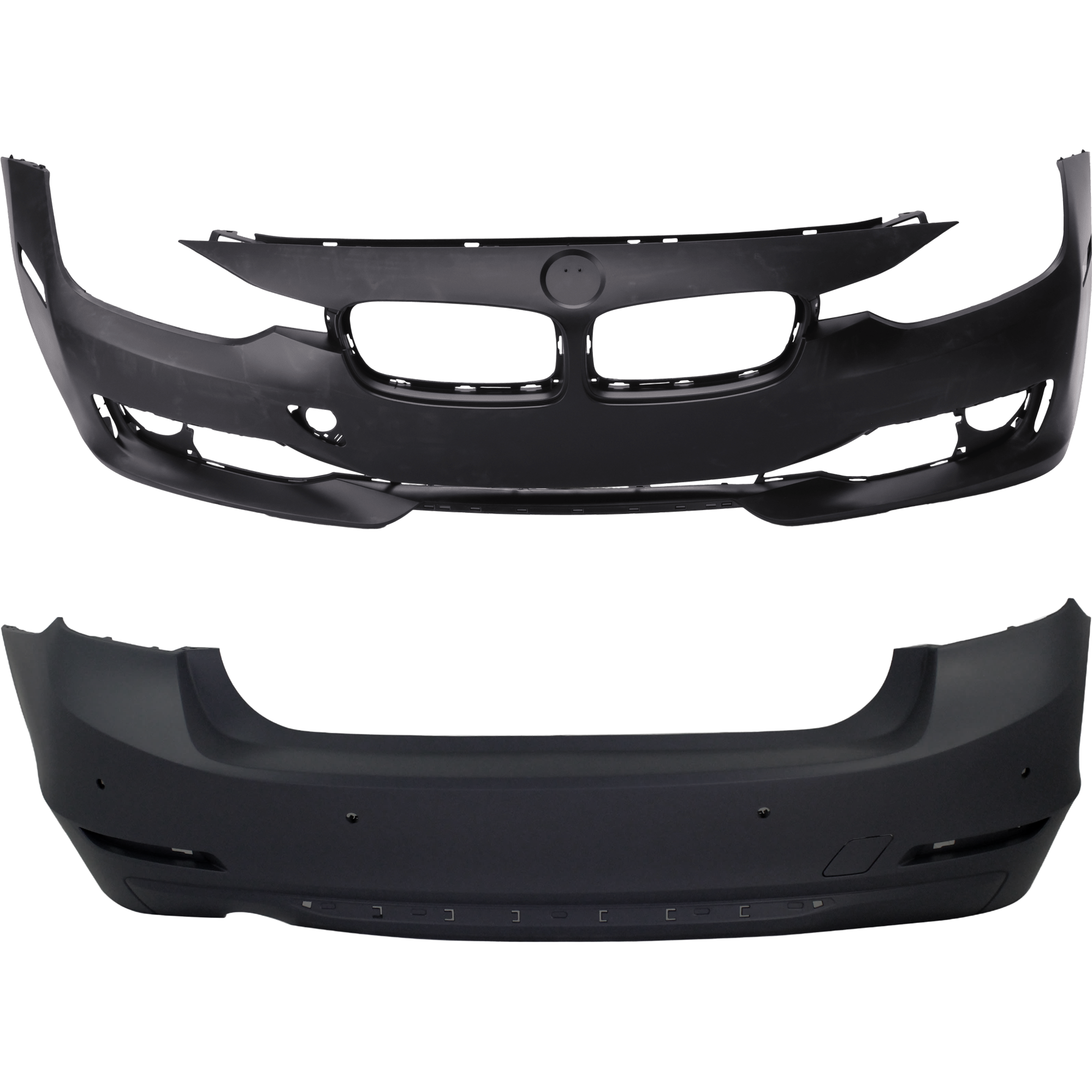 AM 3 SERIES 12-15 FRONT AND REAR BUMPER COVER Primed Luxury Modern Sport Line w o M Sport Line Sedan w o HLW PDC Sensor IPAS Cam Holes SKU SET REPB010364P A