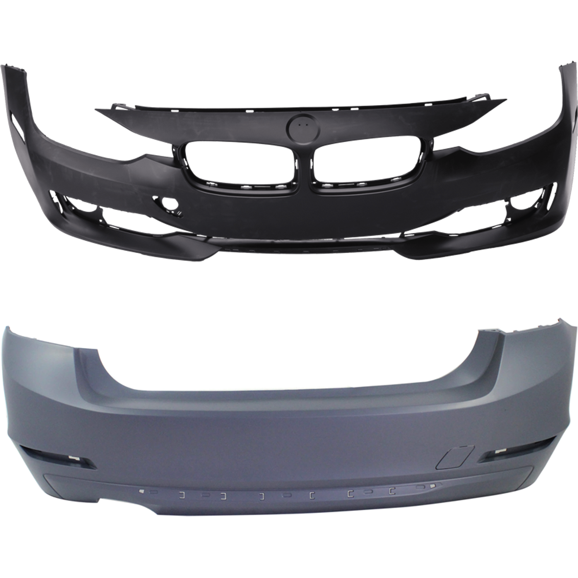 AM 3 SERIES 12-15 FRONT AND REAR BUMPER COVER Primed Luxury Modern Sport Line w o M Sport Line Sedan w o HLW PDC Sensor IPAS Cam Holes SKU SET REPB010364P C
