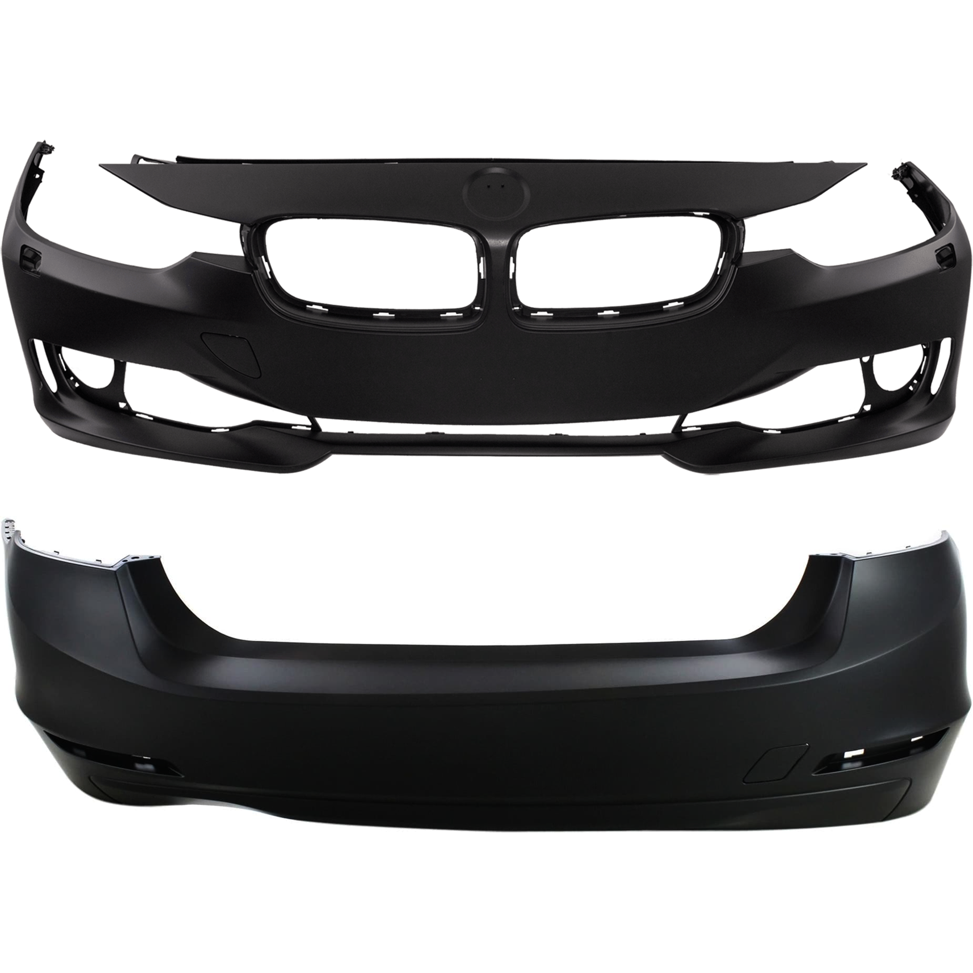 AM 3 SERIES 12-15 FRONT AND REAR BUMPER COVER Primed Standard w o M Sport Line Sedan w HLW Holes w o PDC Sensor Holes SKU SET REPB010366P C