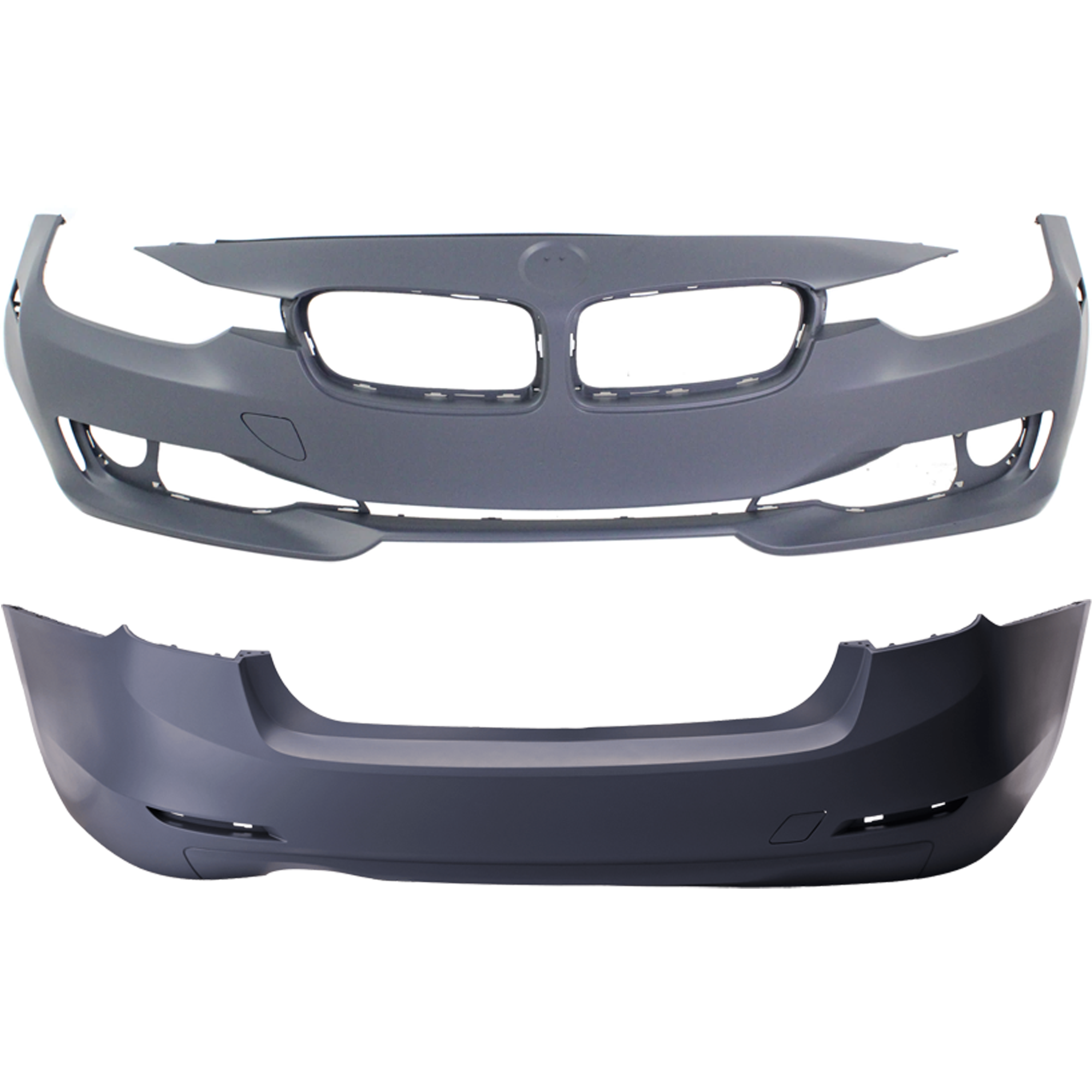 AM 3 SERIES 12-15 FRONT AND REAR BUMPER COVER Primed Exc. M3 Model Standard w o M Sport Line Sedan w o HLW Cam Holes w IPAS Holes Front w PDC Sensor Holes Rear w o PDC Sensor Holes SKU SET REPB010372P E