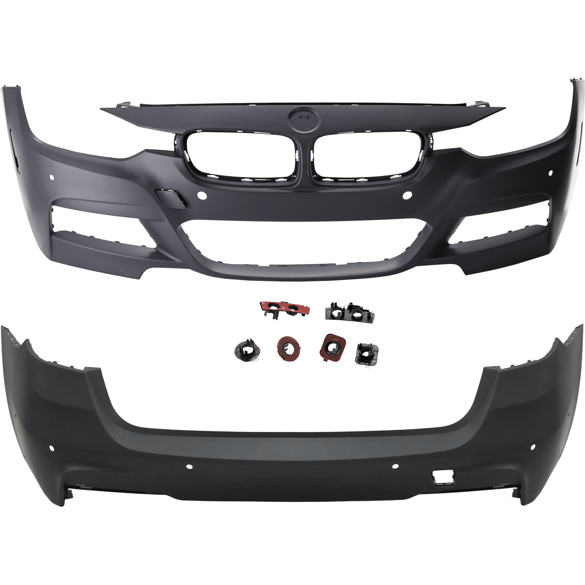 AM 3 SERIES 14-19 FRONT AND REAR BUMPER COVER Primed w M Sport Line Wagon w o HLW Holes w PDC Sensor IPAS Cam Holes SKU SET REPB010396P A