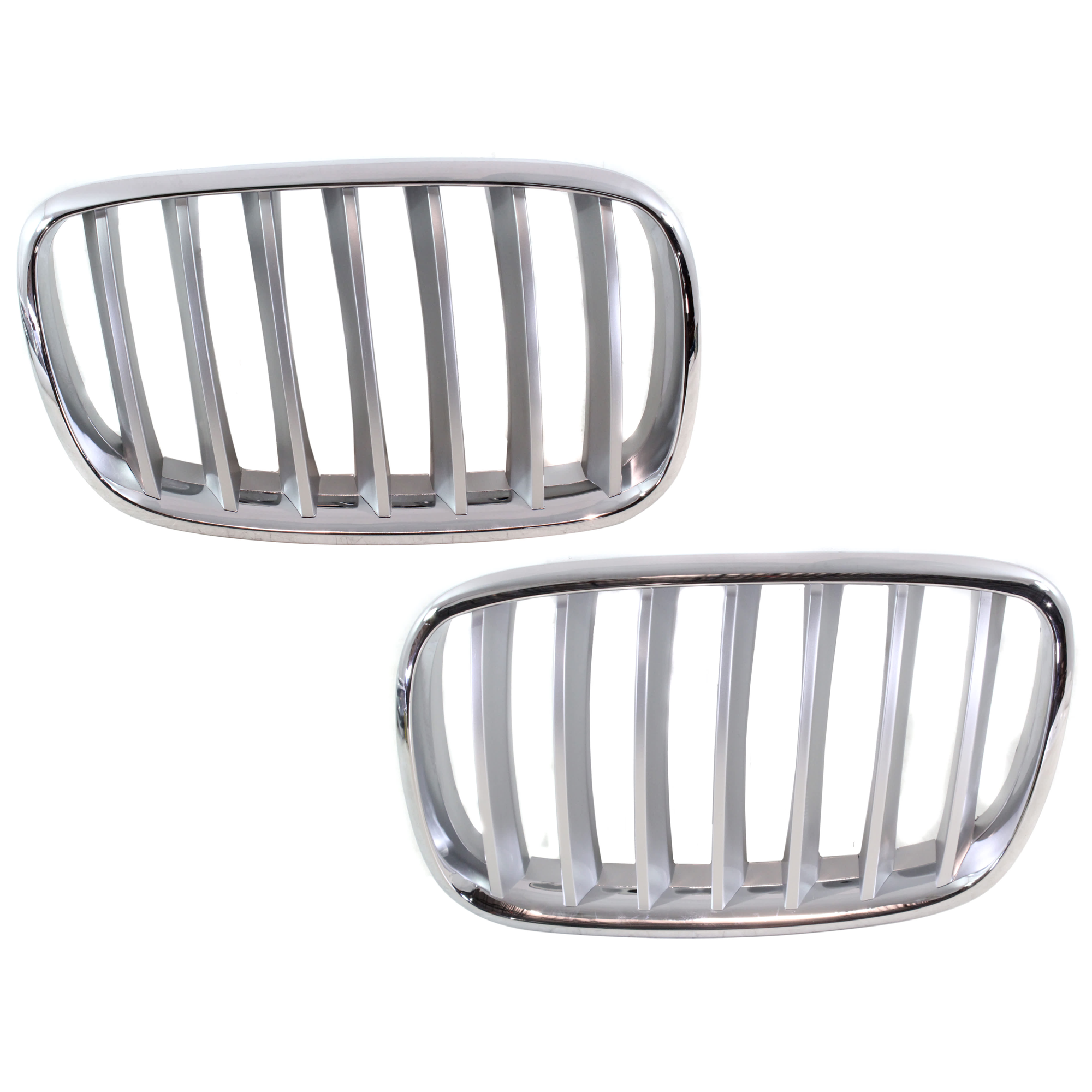 AM X5-07-09 X6-08-12 GRILLE RH AND LH Chrome Shell Silver Insert Plastic SKU SET REPB070307 Partslink BM1200182 BM1200183 OEM 51137185223-51137185224