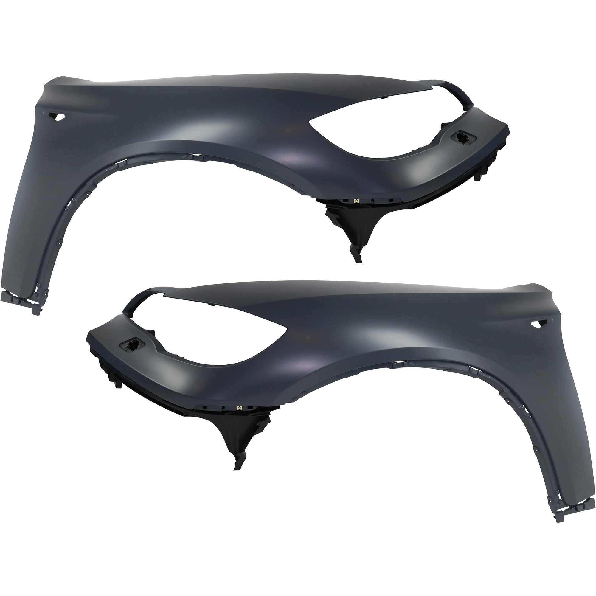 AM X6-08-14 FRONT FENDER RH AND LH Primed Fiberglass w HeadLamp Washer Hole w Side Lamp Hole SKU SET REPB220173 Partslink BM1240161 BM1241161 OEM 51657052423-51657052424