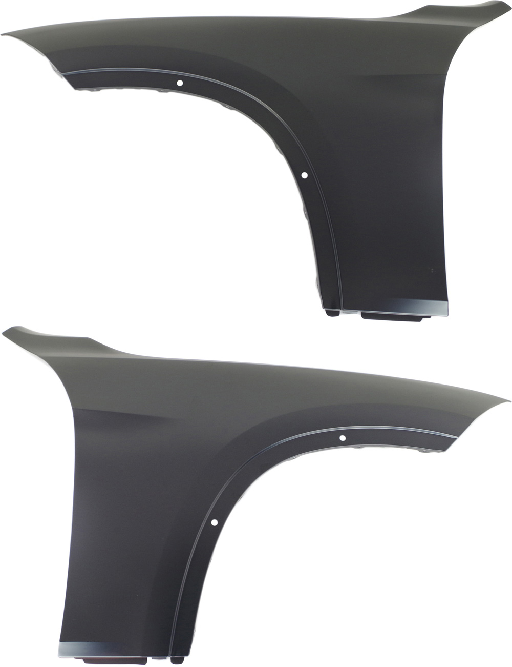AM X1-13-15 FRONT FENDER RH AND LH Primed Steel w o Side Lamp Hole SKU SET REPB220181 Partslink BM1241163 BM1240163 OEM 41627332424-41627332423