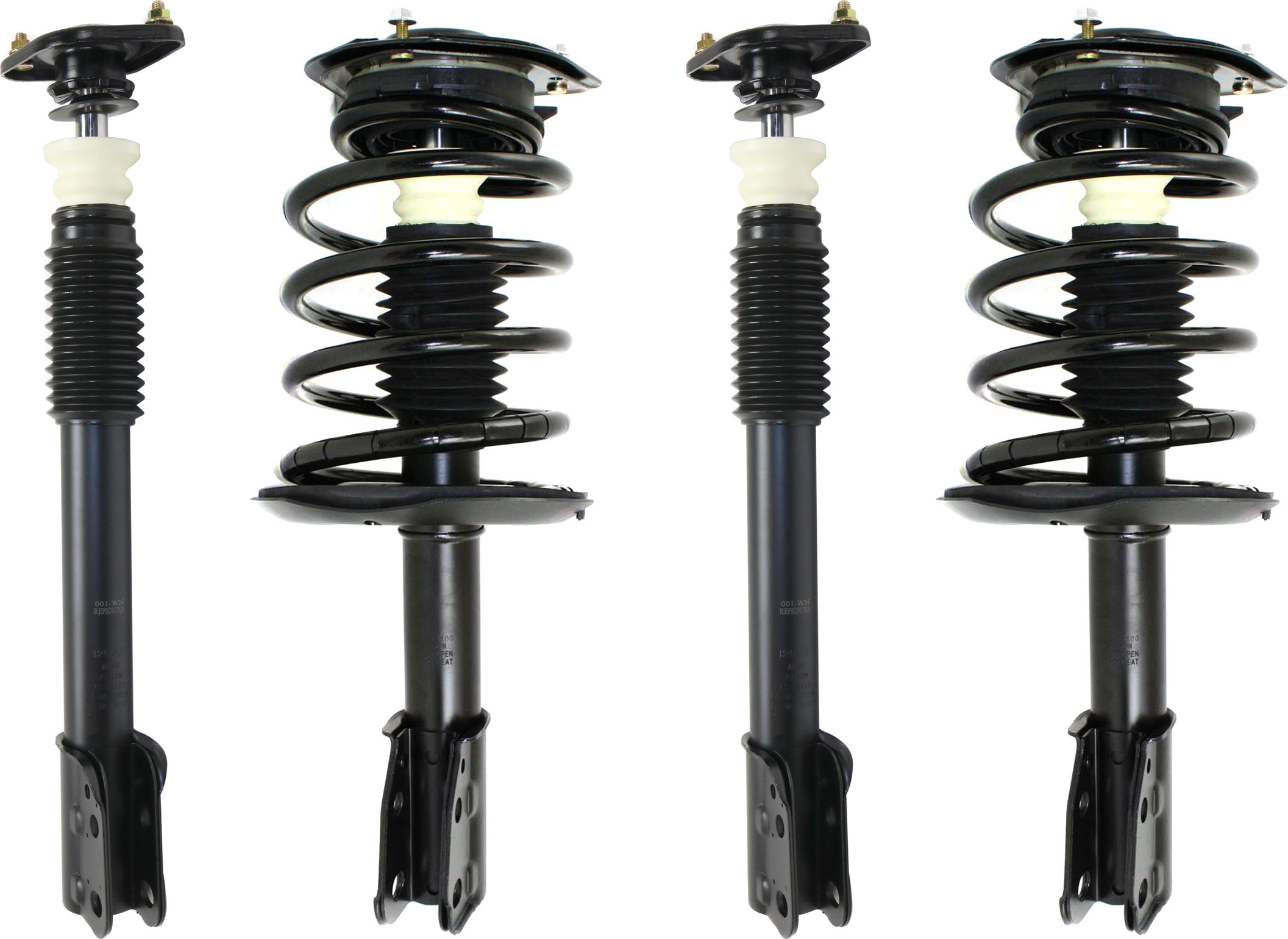 AM LESABRE BONNEVILLE 90-99 FRONT AND REAR SHOCK AND FULLY LOADED STRUT RH AND LH Set of 4 Gas Charged Twin tube SKU SET REPB280503-4 OEM 22064048-22064049-22064105-220