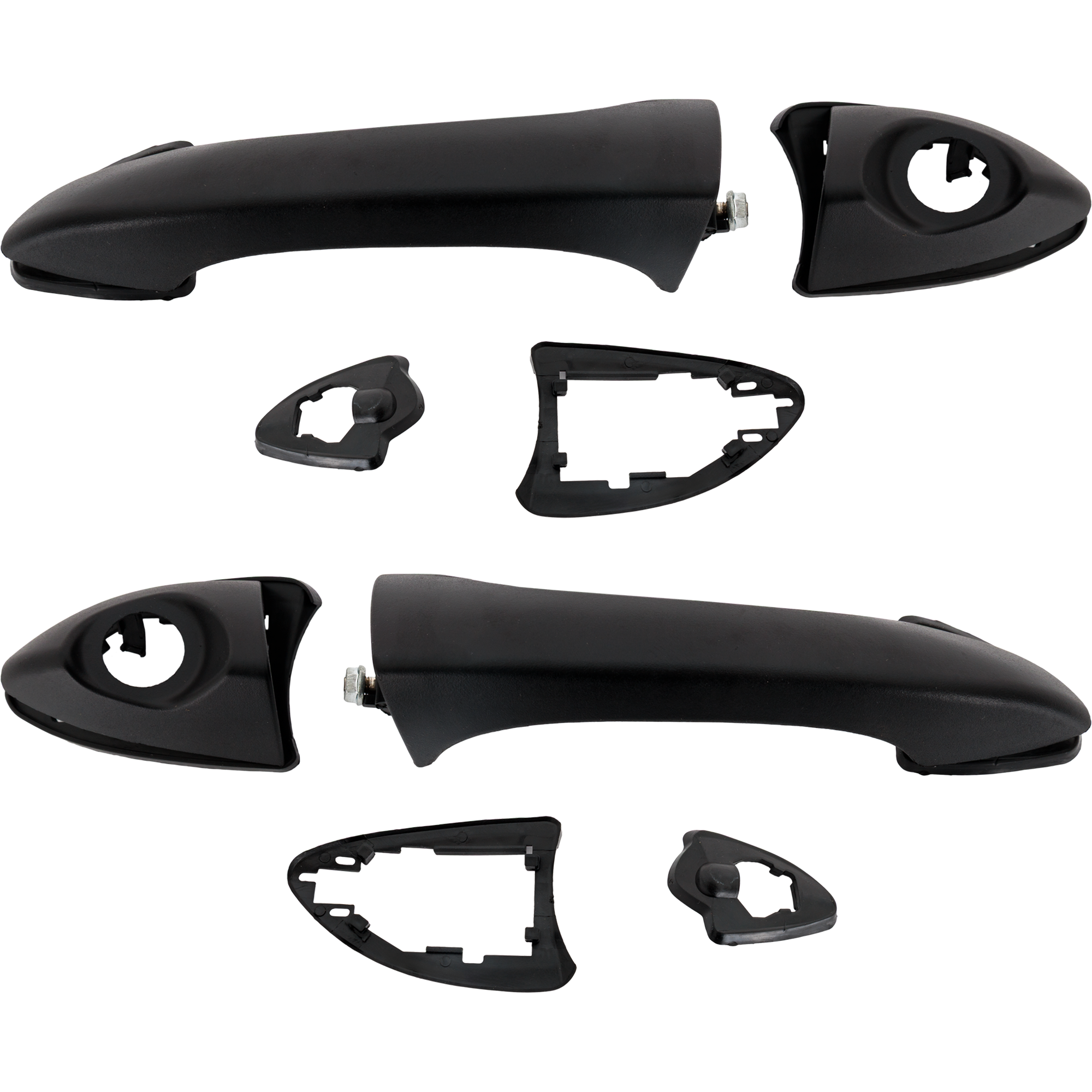 AM X5-00-06 FRONT OR REAR EXTERIOR DOOR HANDLE RH AND LH Set of 2 Textured Black without Key Hole with Button Cover and Lever SKU SET REPB462103-2