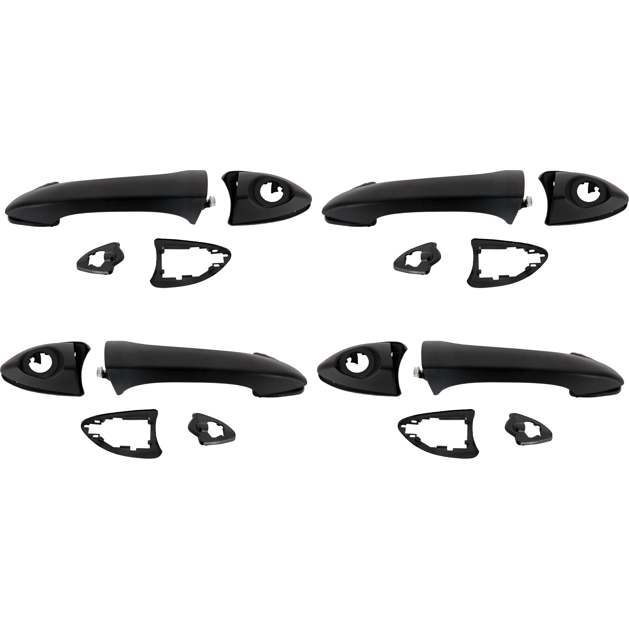 AM X5-00-06 FRONT AND REAR EXTERIOR DOOR HANDLE RH AND LH Set of 4 Textured Black without Key Hole with Button Cover and Lever SKU SET REPB462103-4