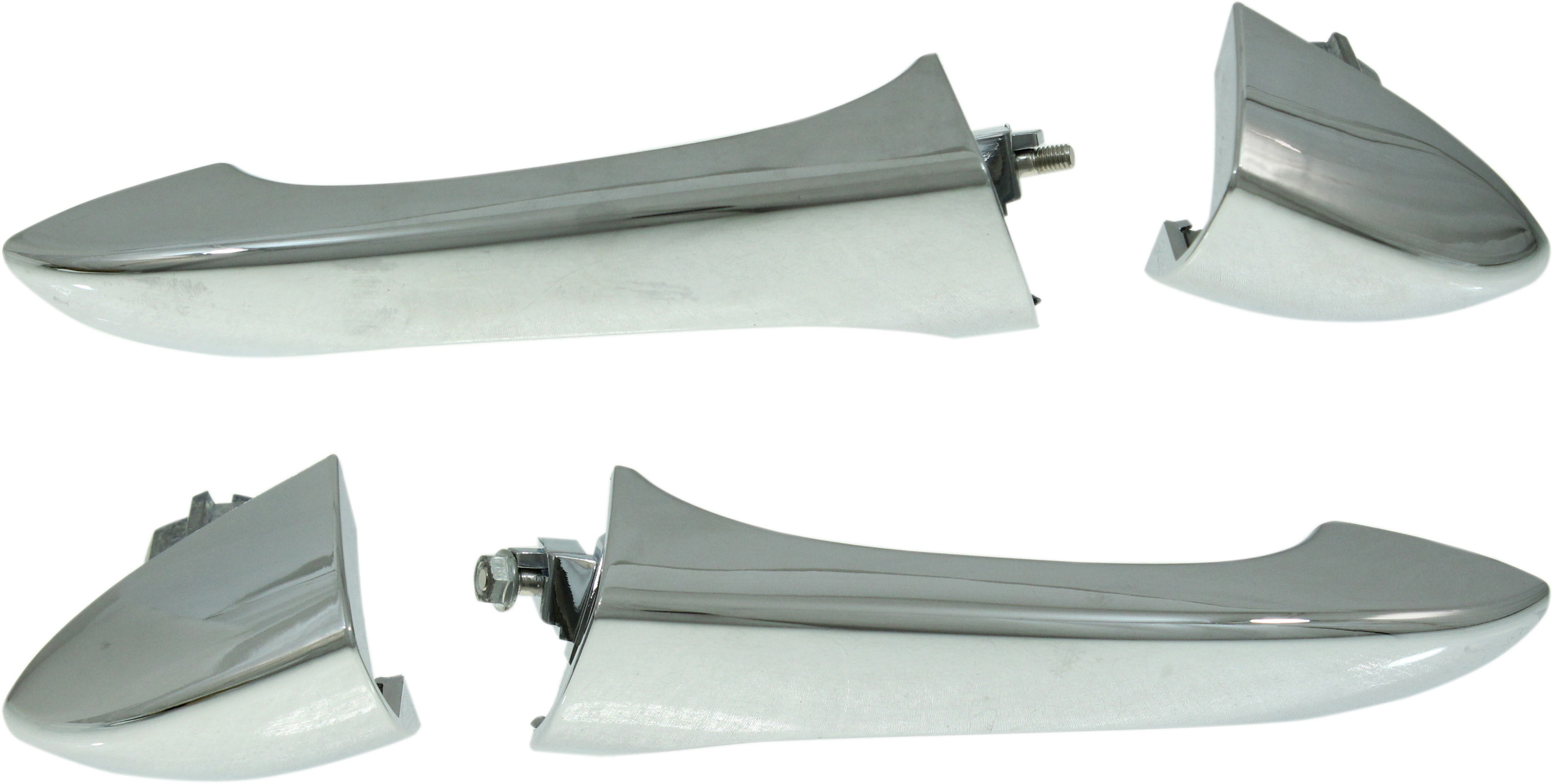 AM X5-00-06 REAR DOOR HANDLE RH AND LH Outside All Chrome w Lever and Button Cover SKU SET REPB462191K OEM 51218243618 PFM 51218243617 PF